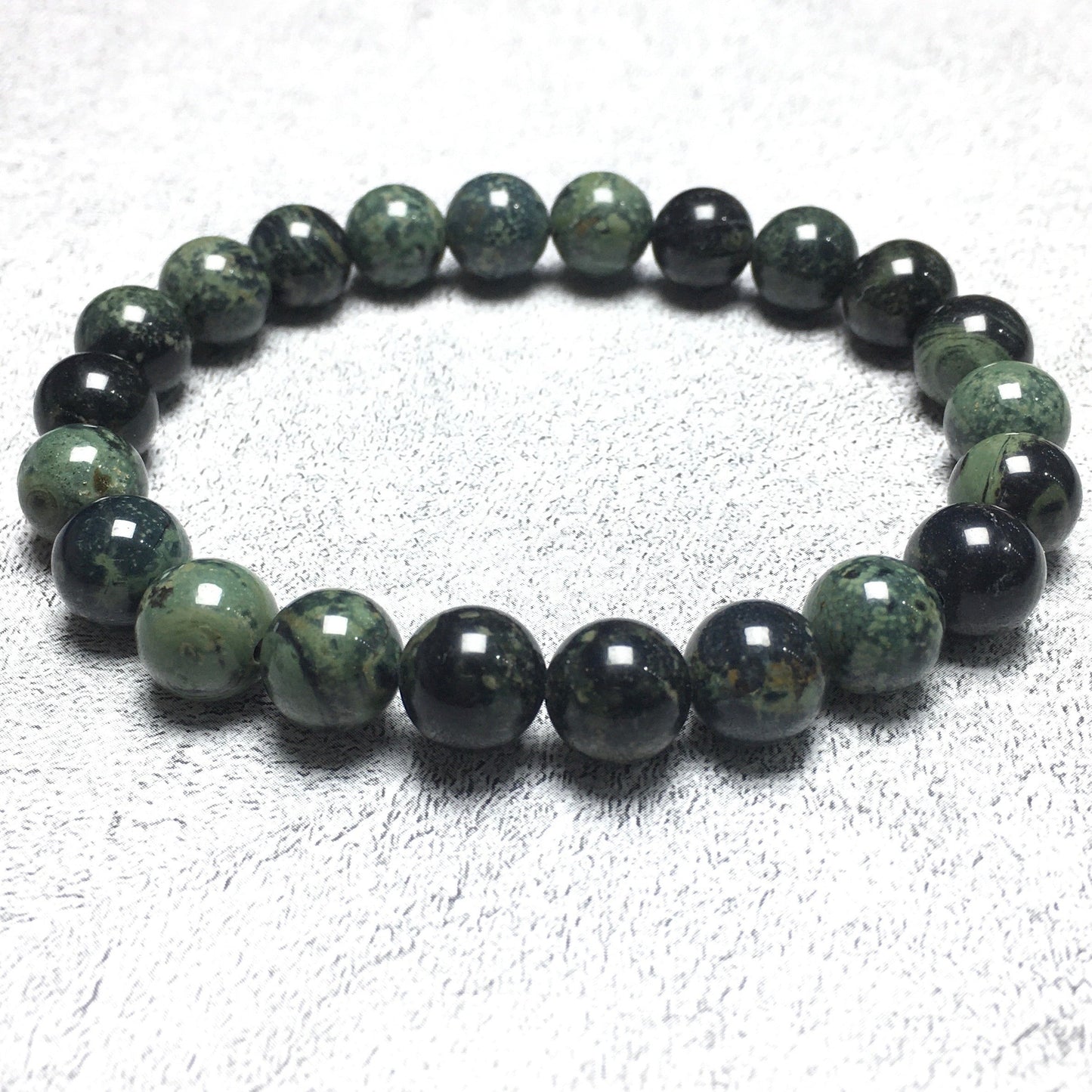 Kambaba Jasper Gemstone Round Beaded Stone Bracelet