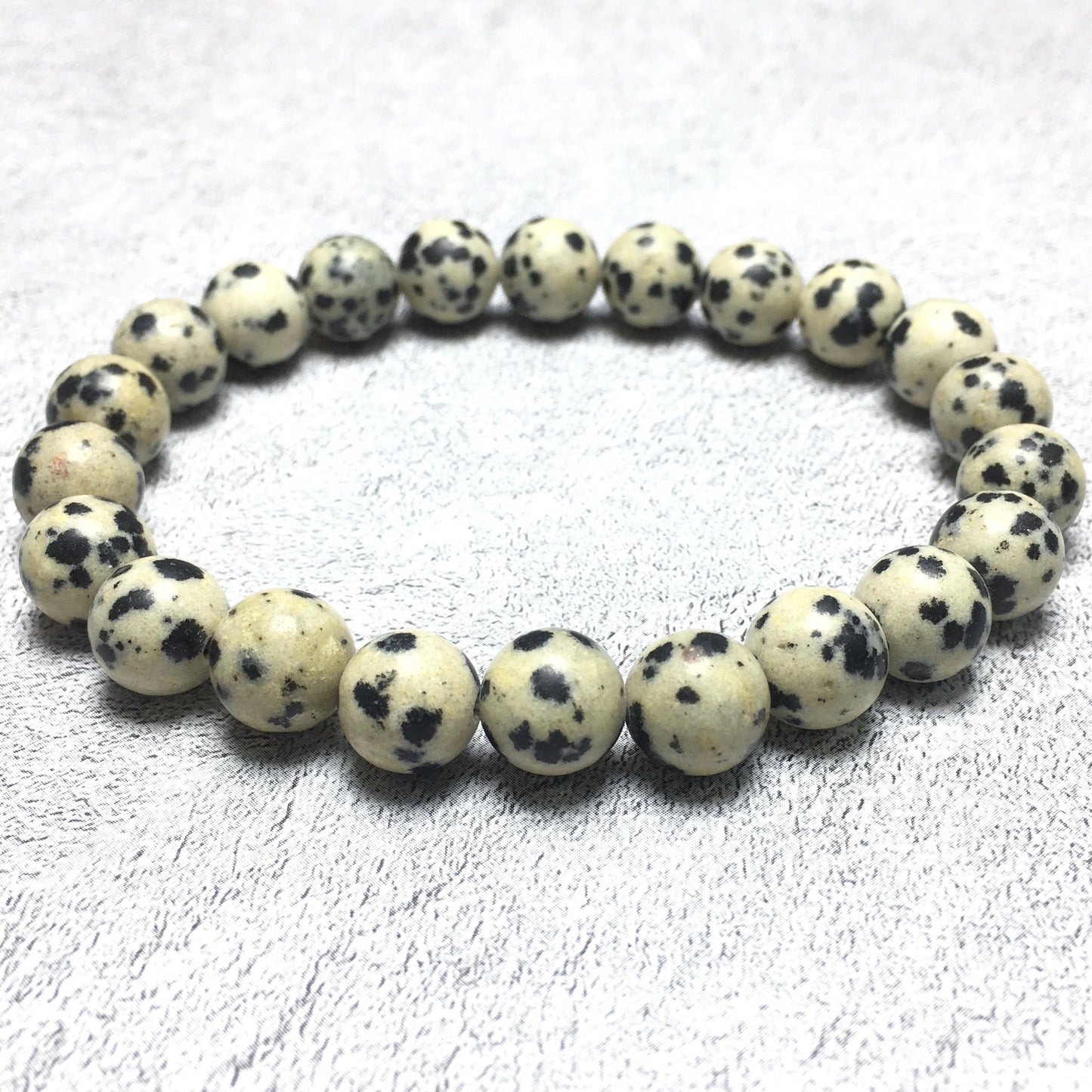 Dalmation Jasper Gemstone Round Beaded Stone Bracelet