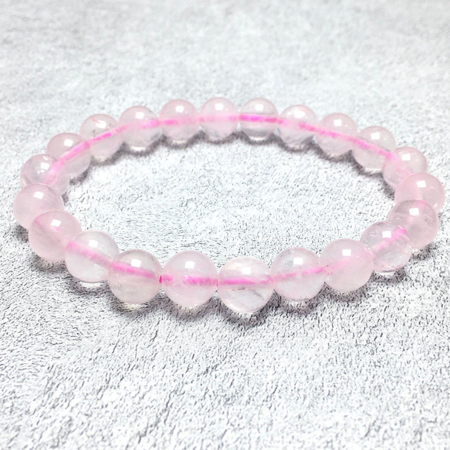 Genuine Rose Quartz Gemstone Round Beaded Stone Bracelet