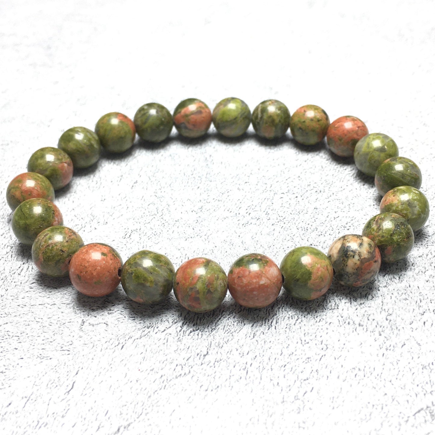 Unakite Gemstone Round Beaded Stone Bracelet