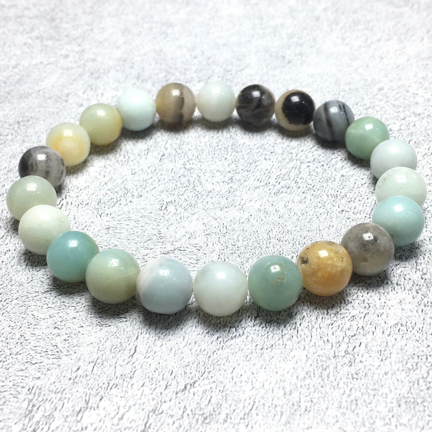 Genuine Amazonite Gemstone Round Beaded Stone Bracelet
