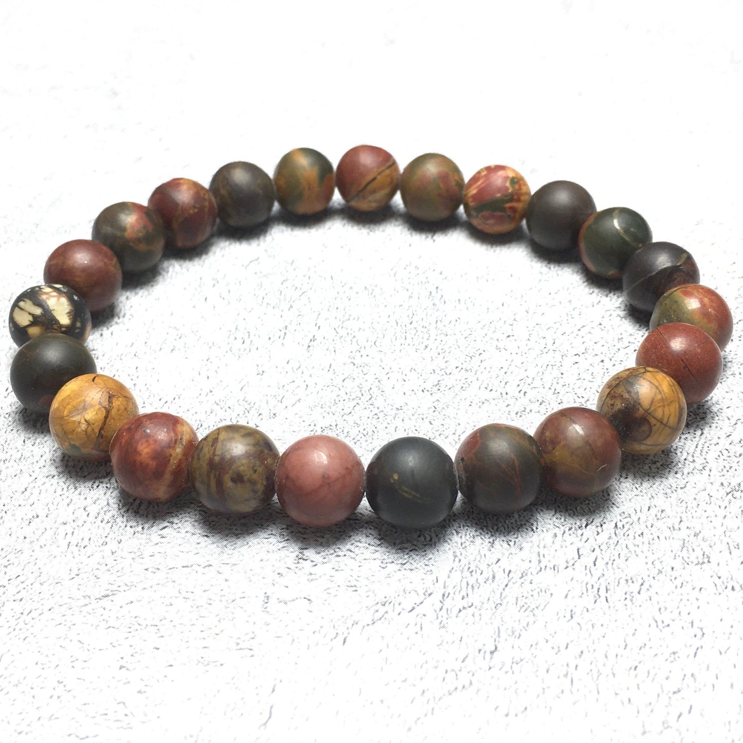 Natural Picasso Jasper Gemstone Beads Handmade Stretchy Bracelet