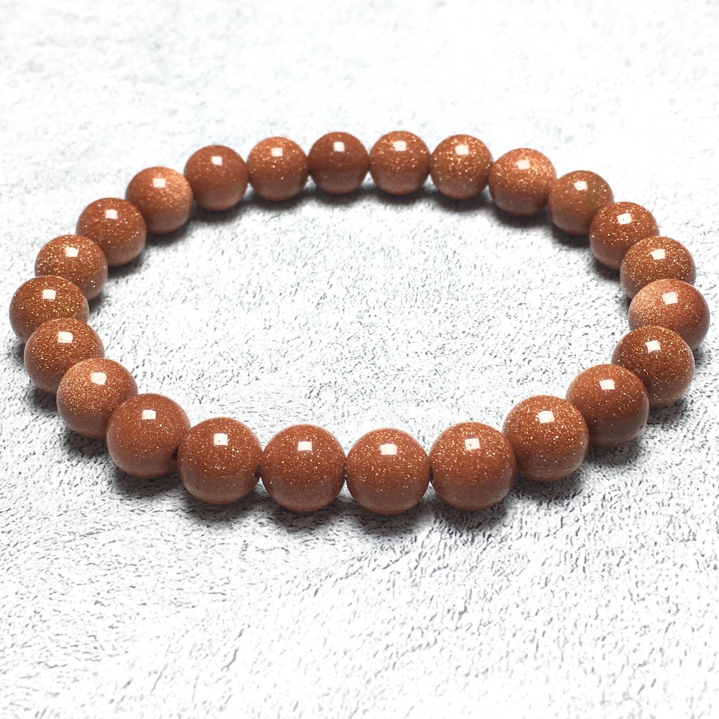 Gold Sandstone Gemstone Round Beaded Stone Bracelet