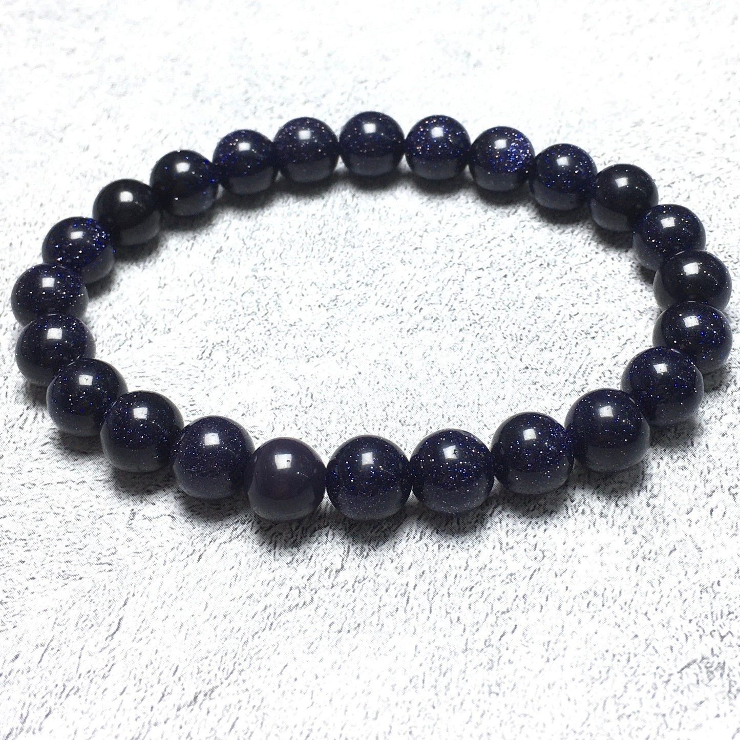 Blue Sand Stone Gemstone Round Beaded Stone Bracelet