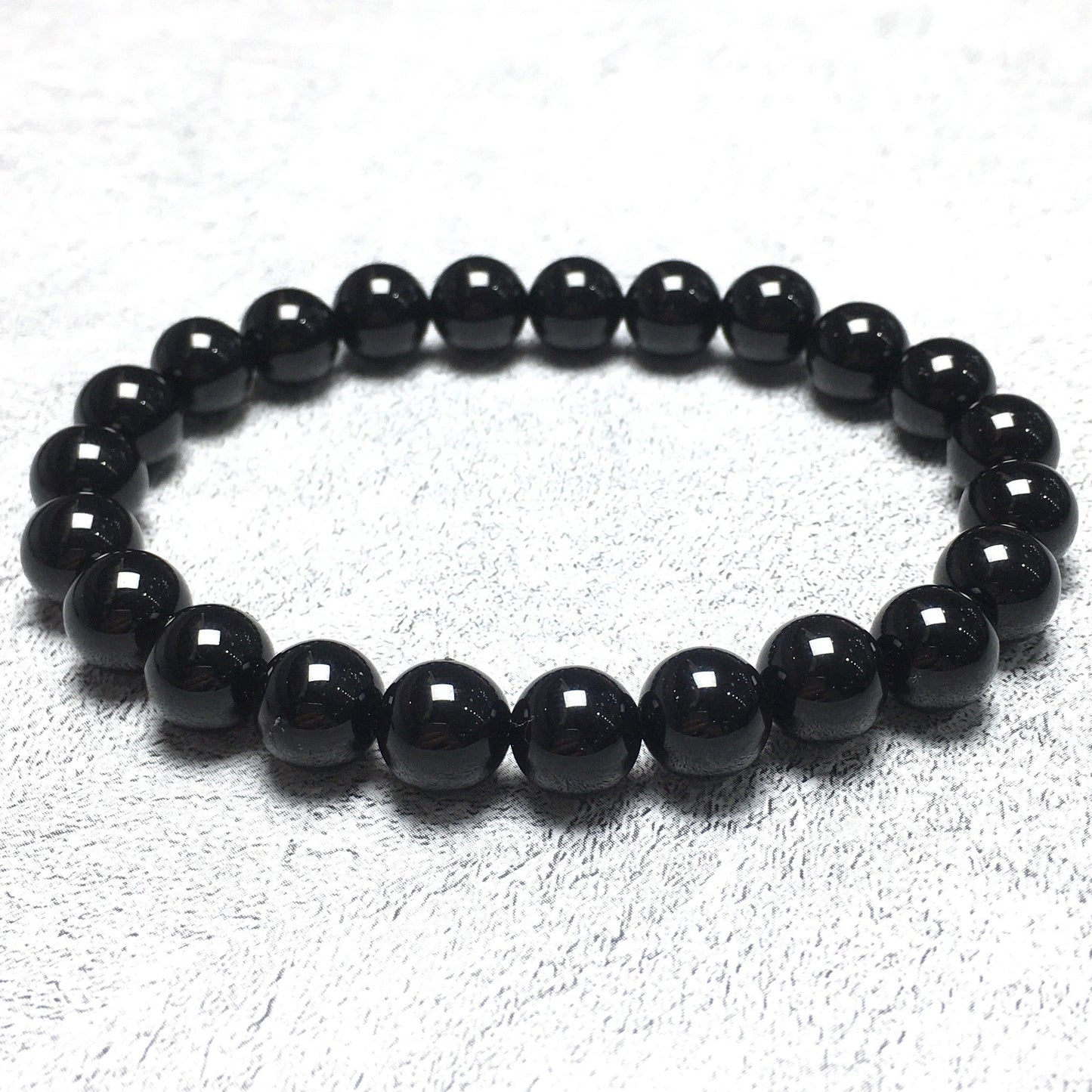 Natural Black Onyx GemstoneBeads Handmade Stretchy Bracelet