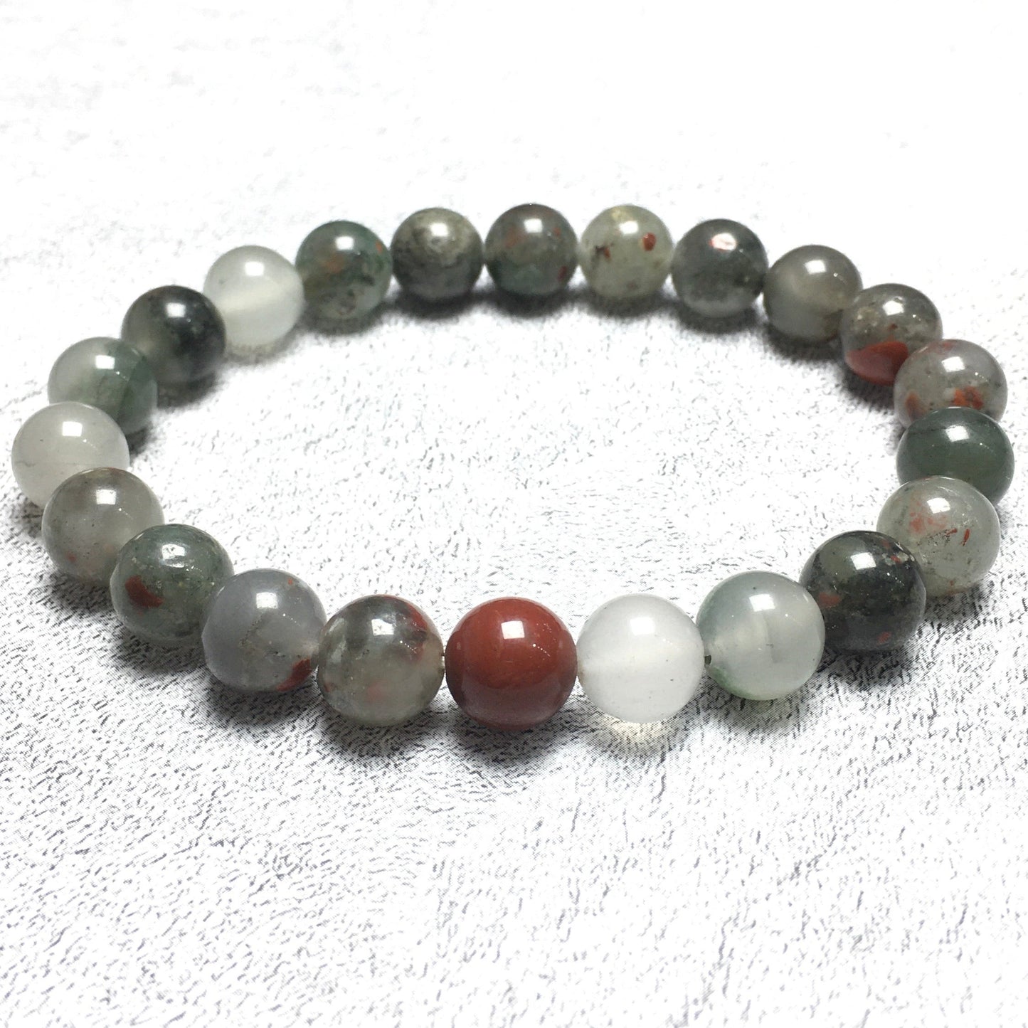 Natural Blood Stone Gemstone Beads Handmade Stretchy Bracelet