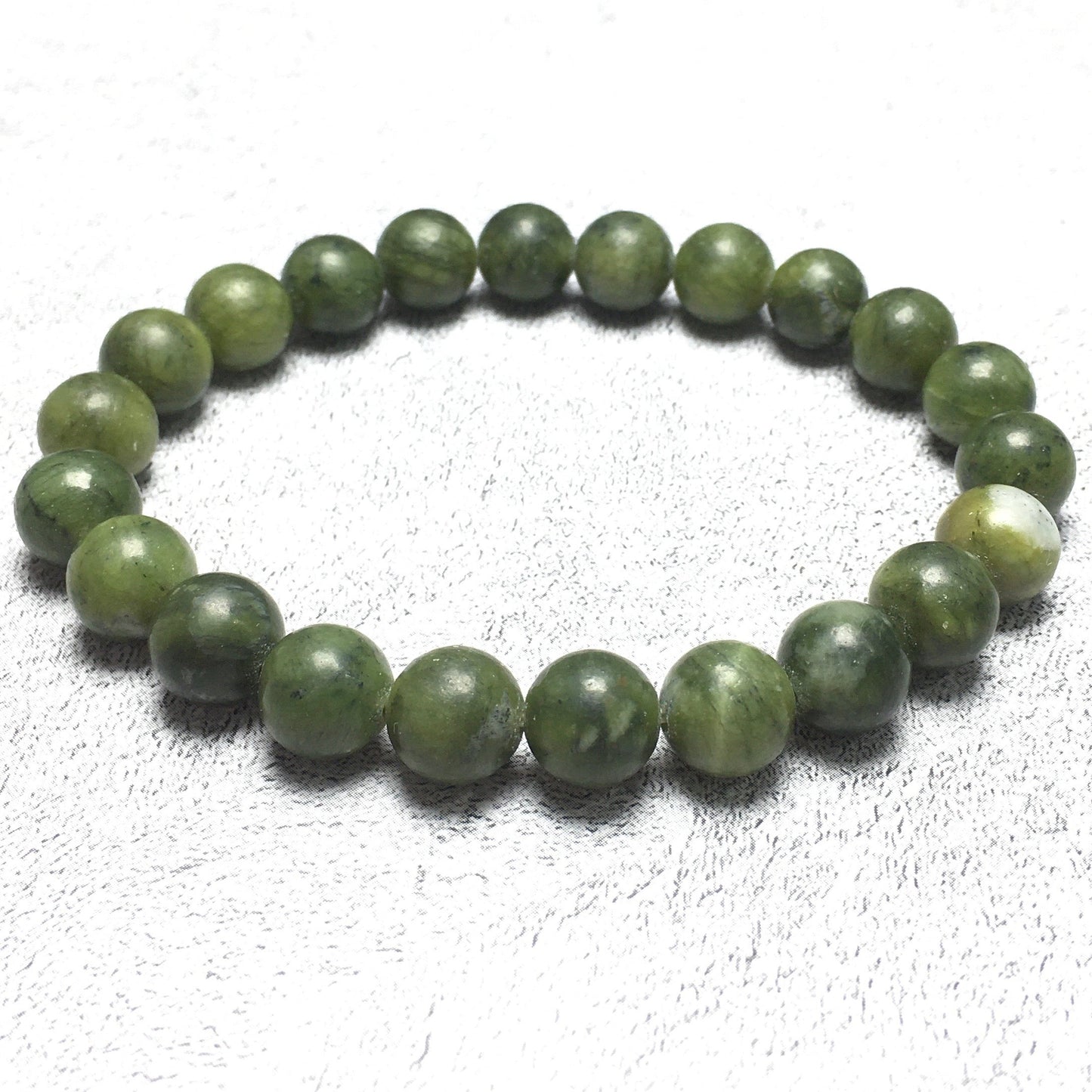 Green Jade Gemstone Round Beaded Stone Bracelet