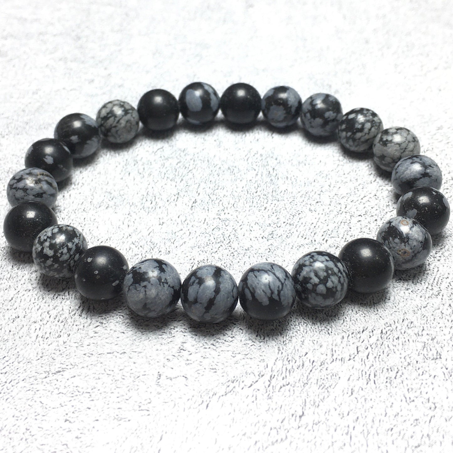 Natural Snow Flake Jasper Gemstone Beads Handmade Stretchy Bracelet
