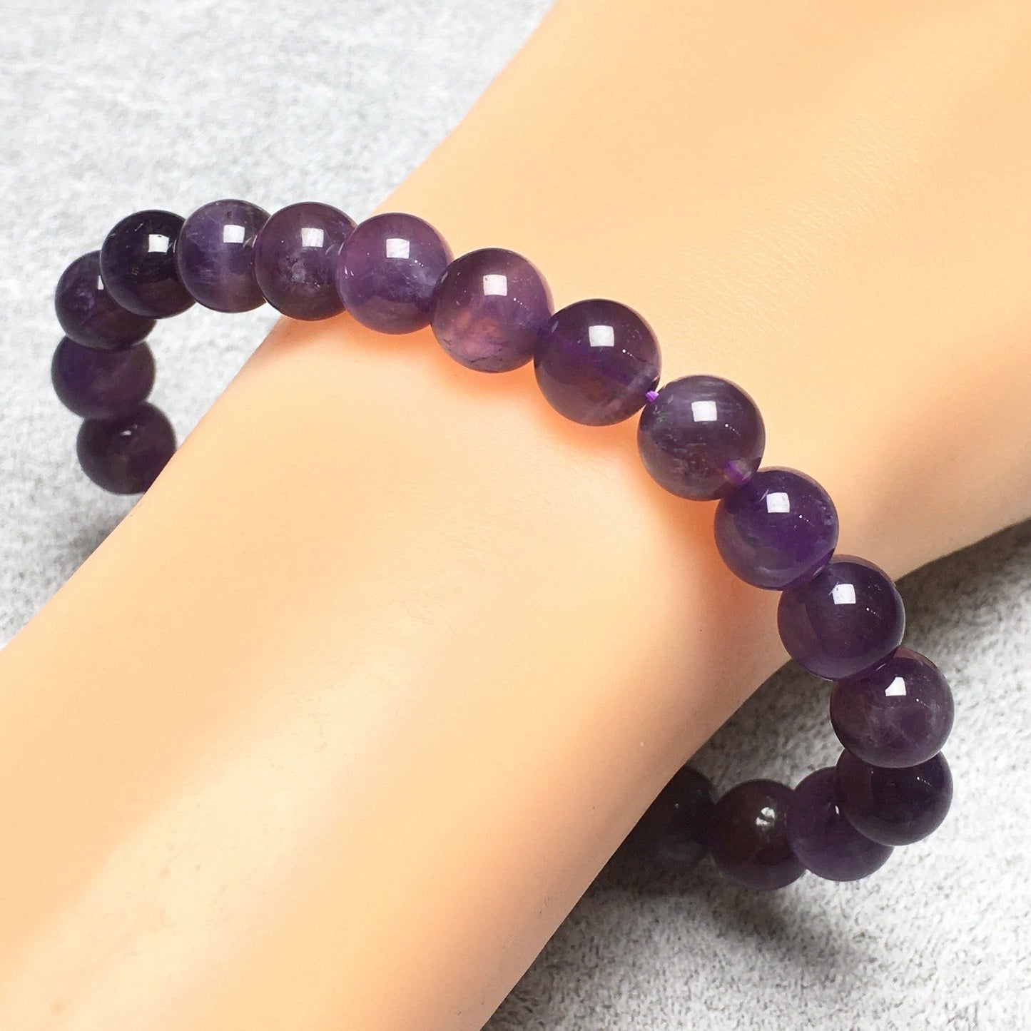 Natural Amethyst Gemstone Beads Handmade Stretchy Bracelet