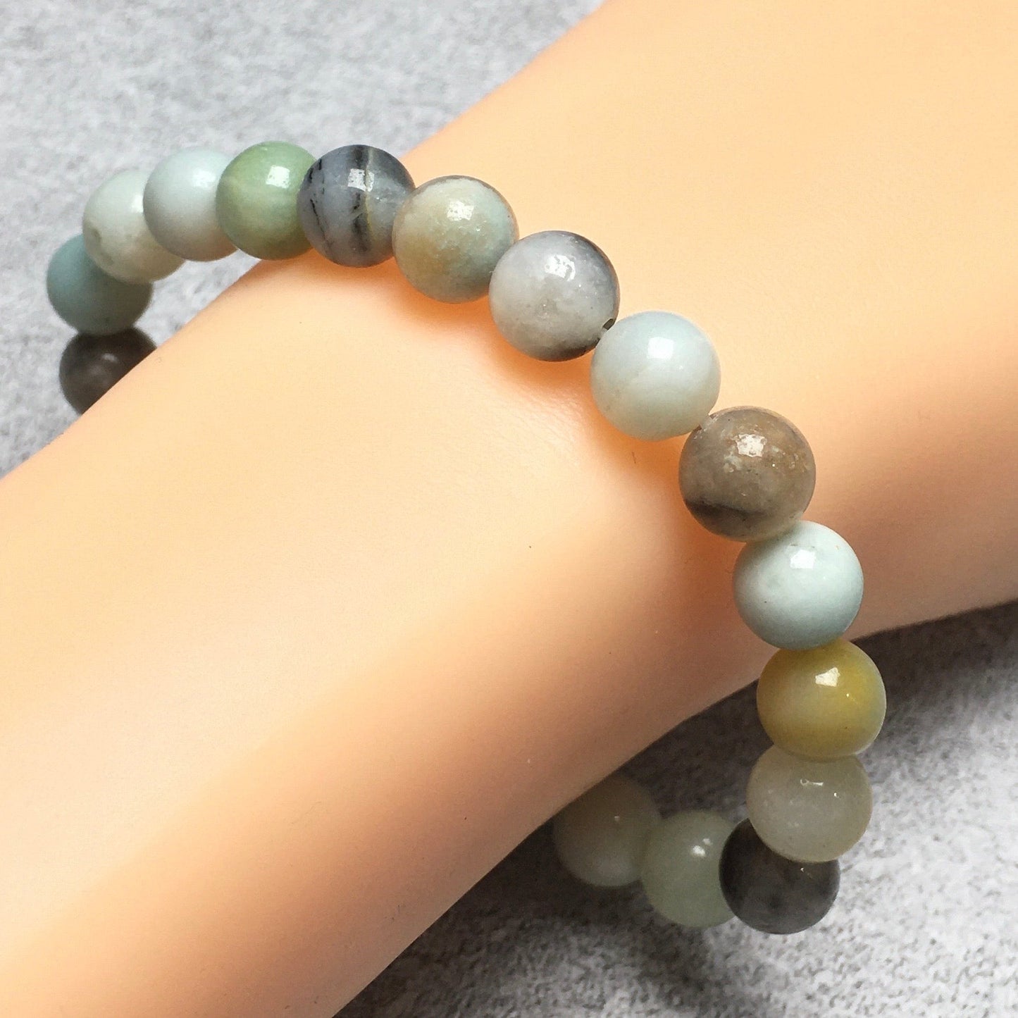 Genuine Amazonite Gemstone Round Beaded Stone Bracelet