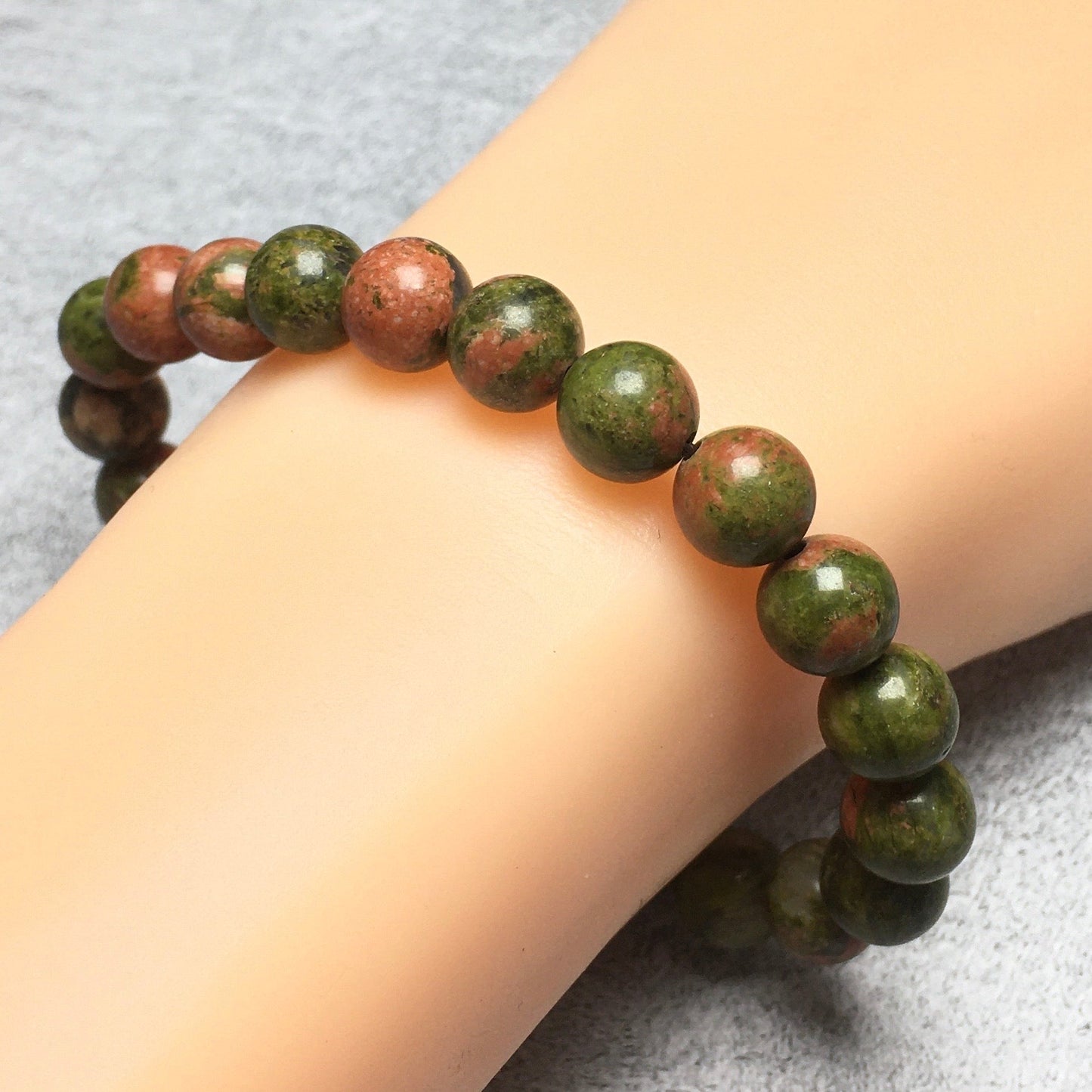 Unakite Gemstone Round Beaded Stone Bracelet