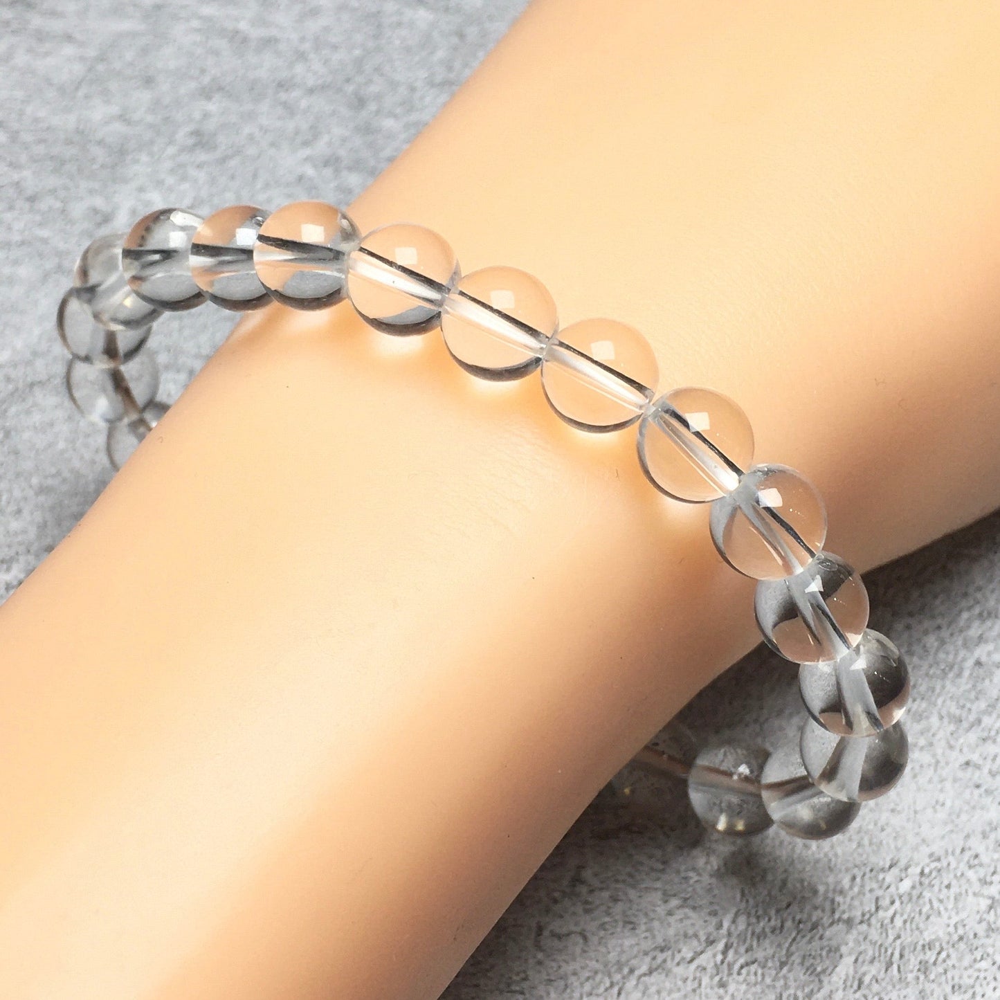 Genuine Clear Quartz Gemstone Round Beaded Stone Bracelet