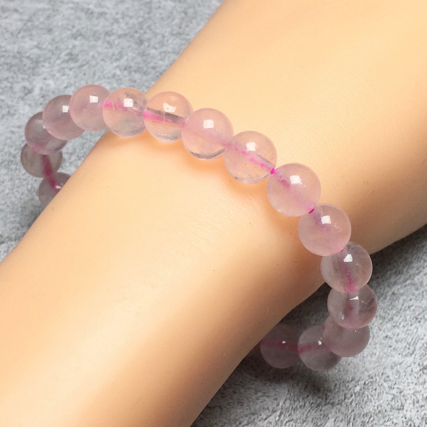Genuine Rose Quartz Gemstone Round Beaded Stone Bracelet