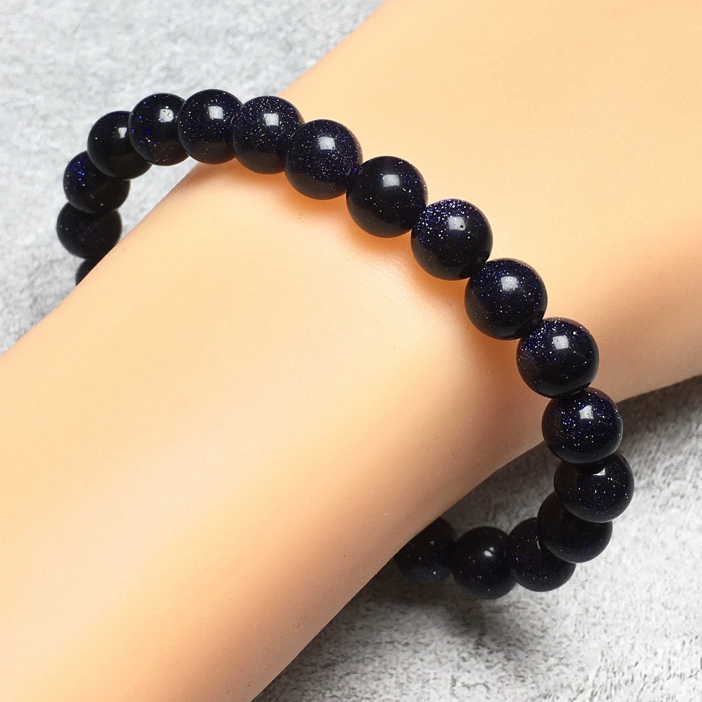 Blue Sand Stone Gemstone Round Beaded Stone Bracelet