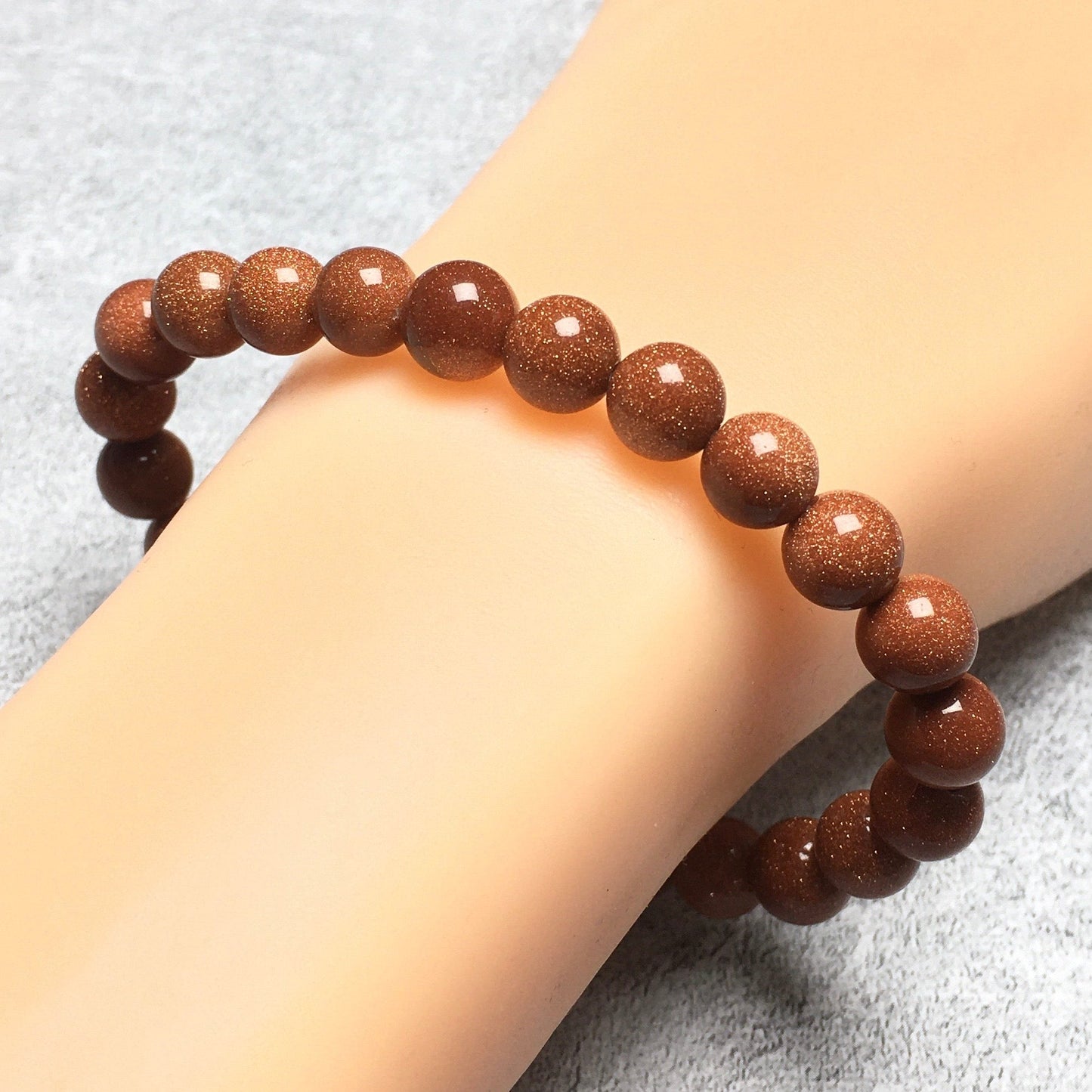 Gold Sandstone Gemstone Round Beaded Stone Bracelet