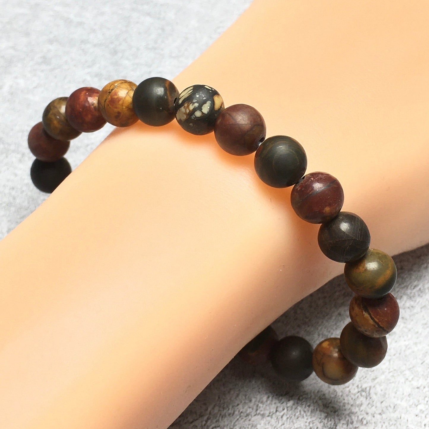 Natural Picasso Jasper Gemstone Beads Handmade Stretchy Bracelet