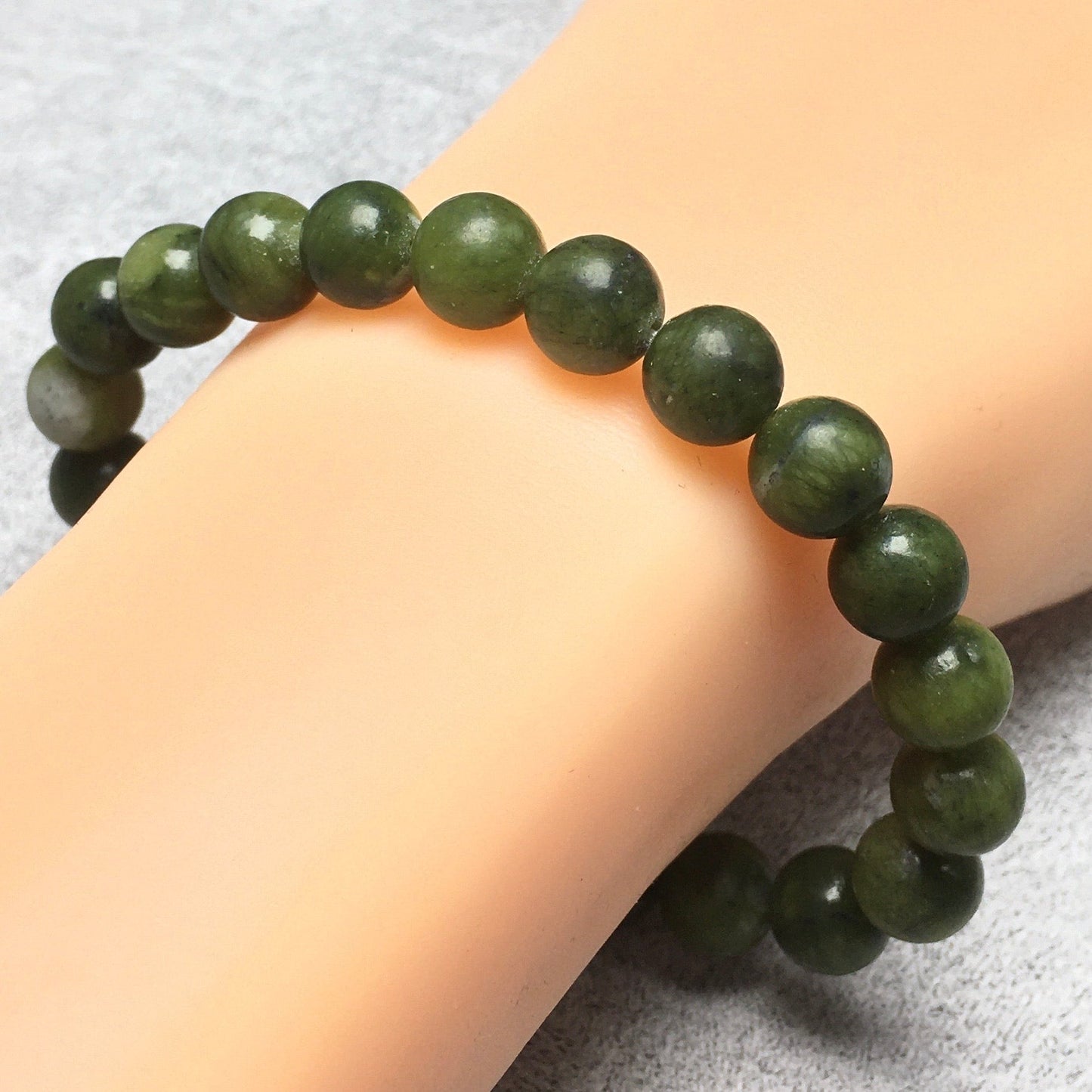 Green Jade Gemstone Round Beaded Stone Bracelet