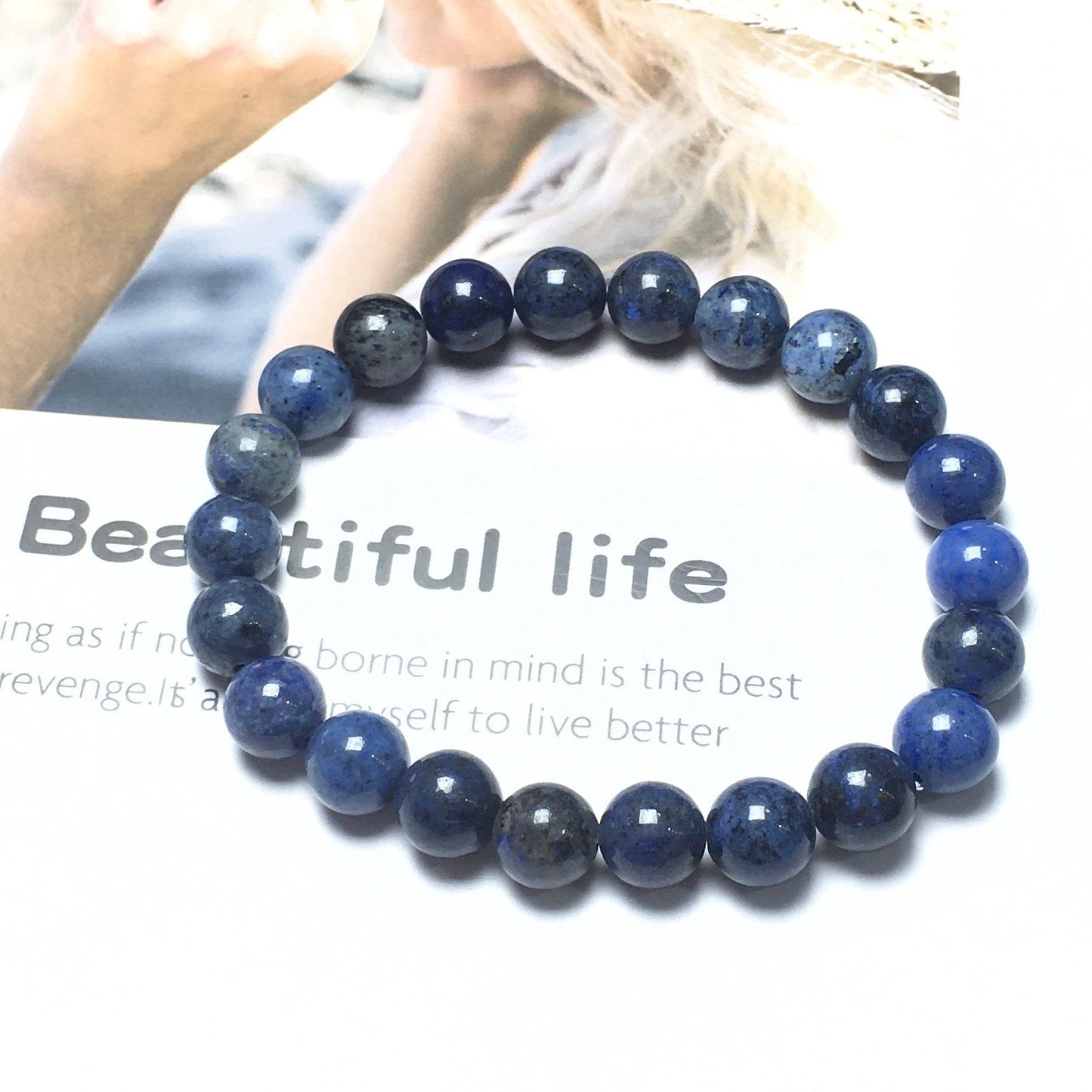 Natural Sunset Dumoet GemstoneBeads Handmade Stretchy Bracelet