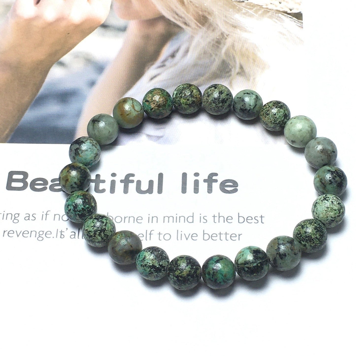 Natural African TQ Gemstone Beads Handmade Stretchy Bracelet