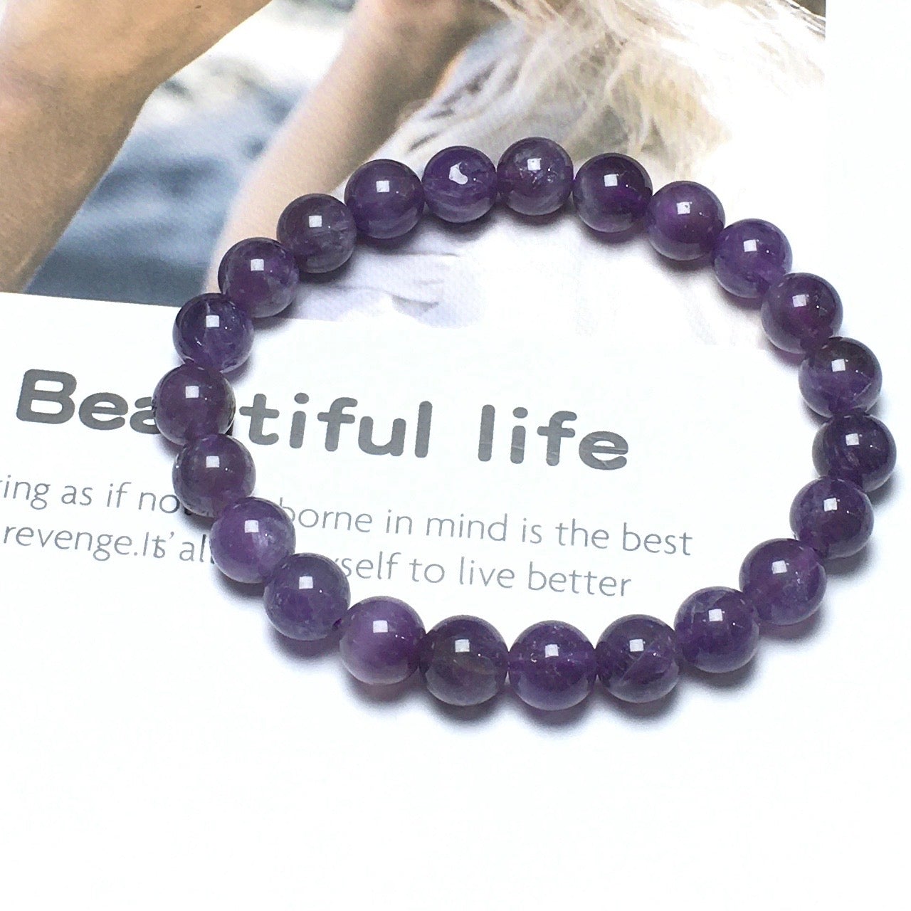 Natural Amethyst Gemstone Beads Handmade Stretchy Bracelet