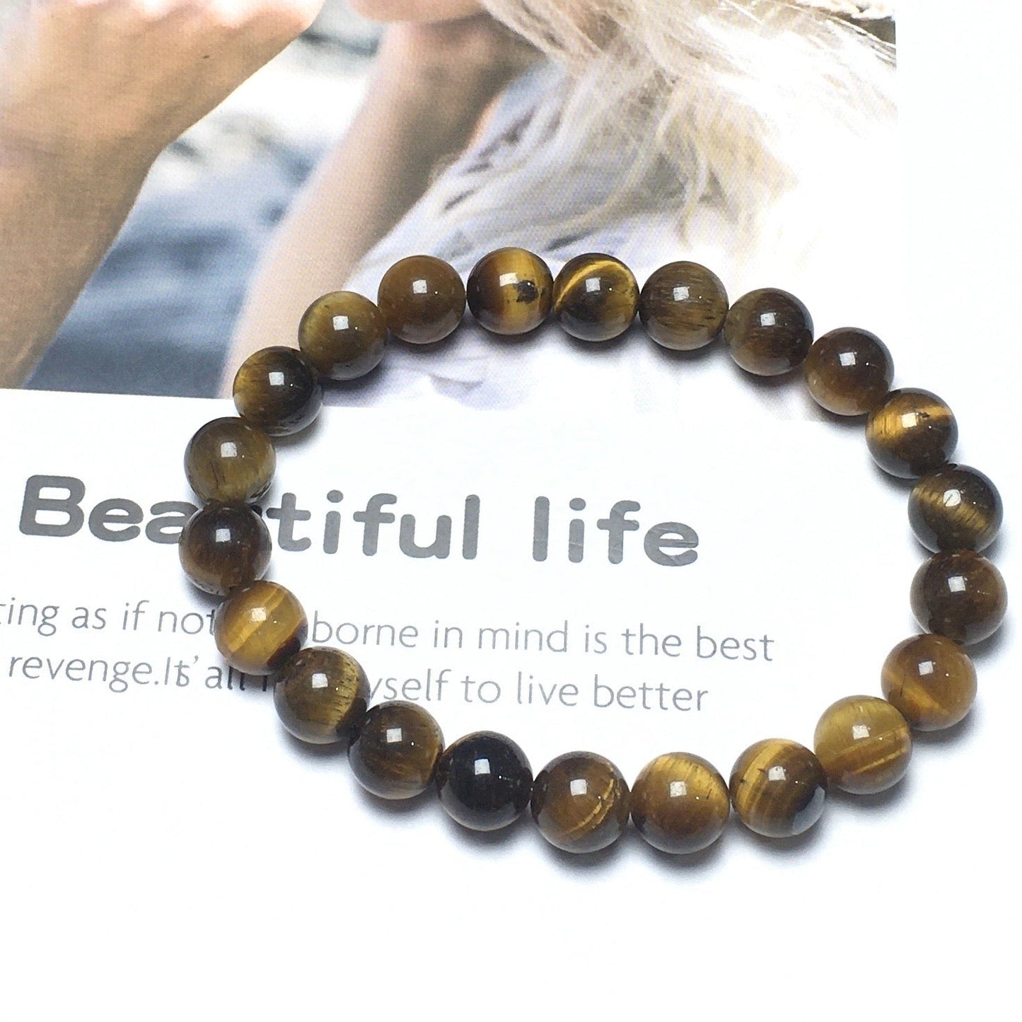 Tiger Eye Gemstone Round Beaded Stone Bracelet