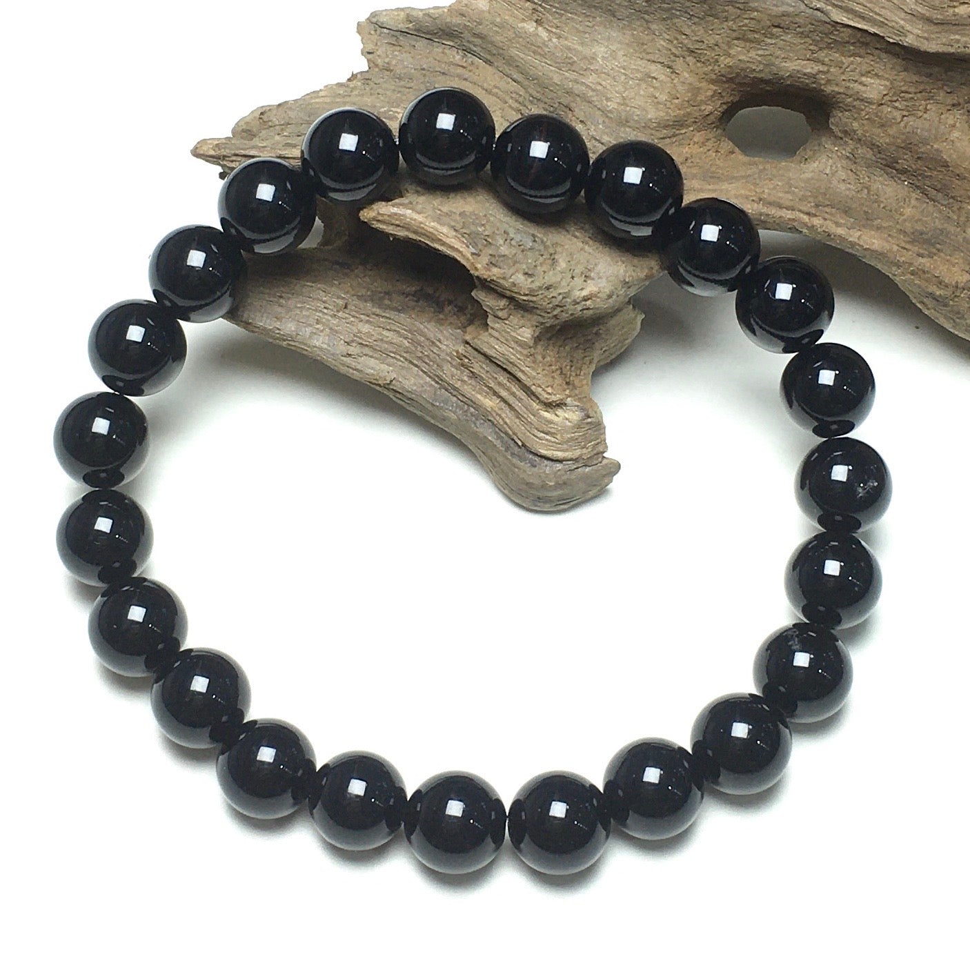 Natural Black Onyx GemstoneBeads Handmade Stretchy Bracelet