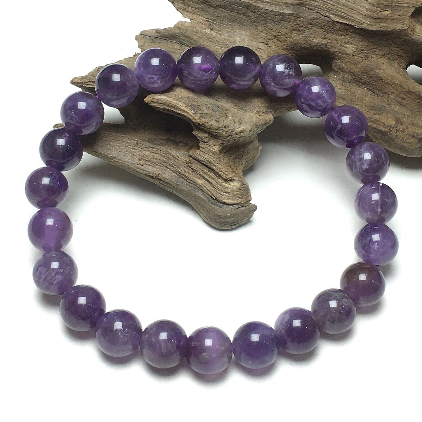 Natural Amethyst Gemstone Beads Handmade Stretchy Bracelet