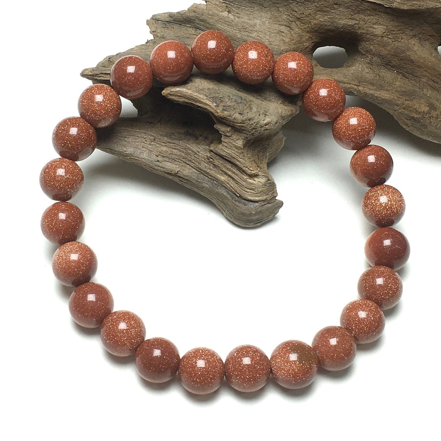 Gold Sandstone Gemstone Round Beaded Stone Bracelet