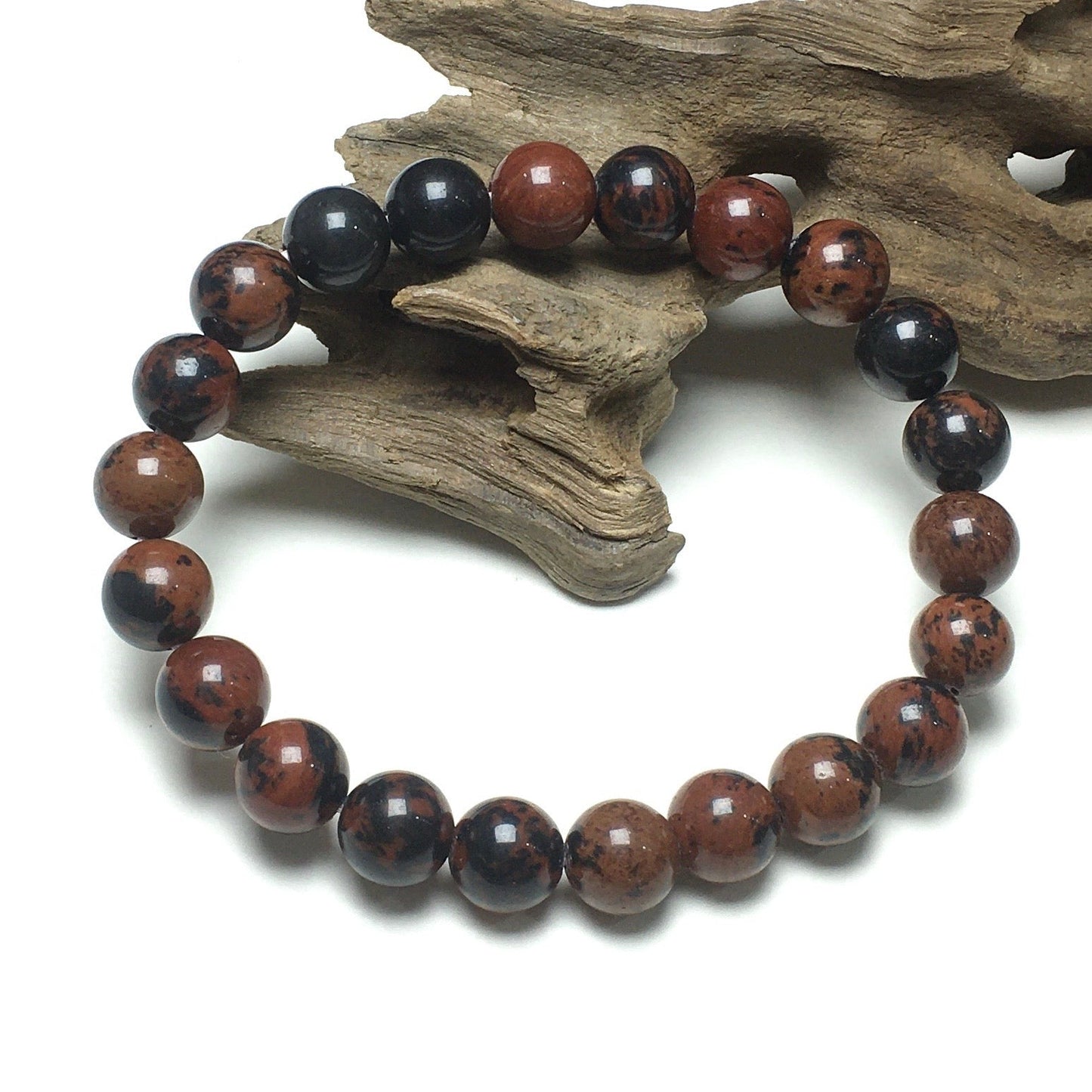 Brown Obsidian Jasper Gemstone Round Beaded Stone Bracelet