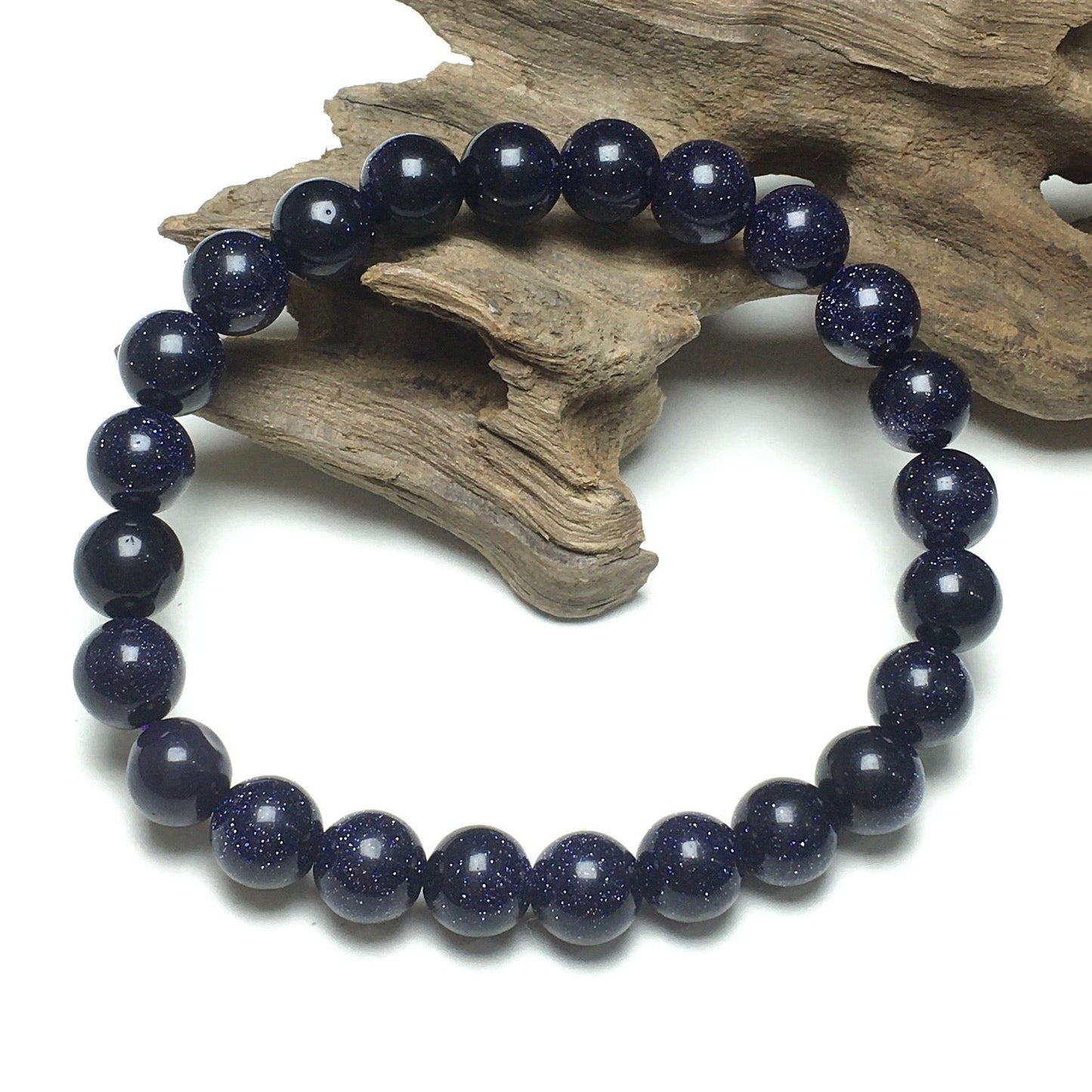 Blue Sand Stone Gemstone Round Beaded Stone Bracelet