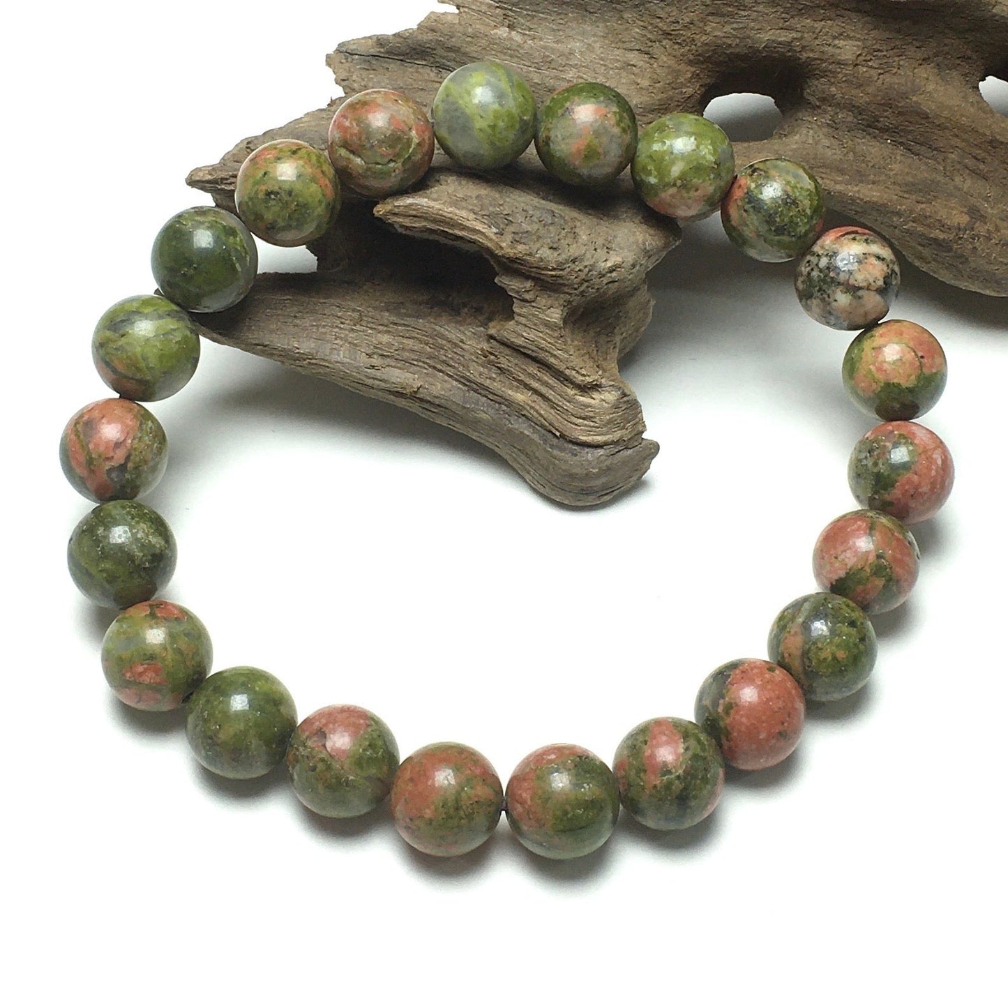 Unakite Gemstone Round Beaded Stone Bracelet