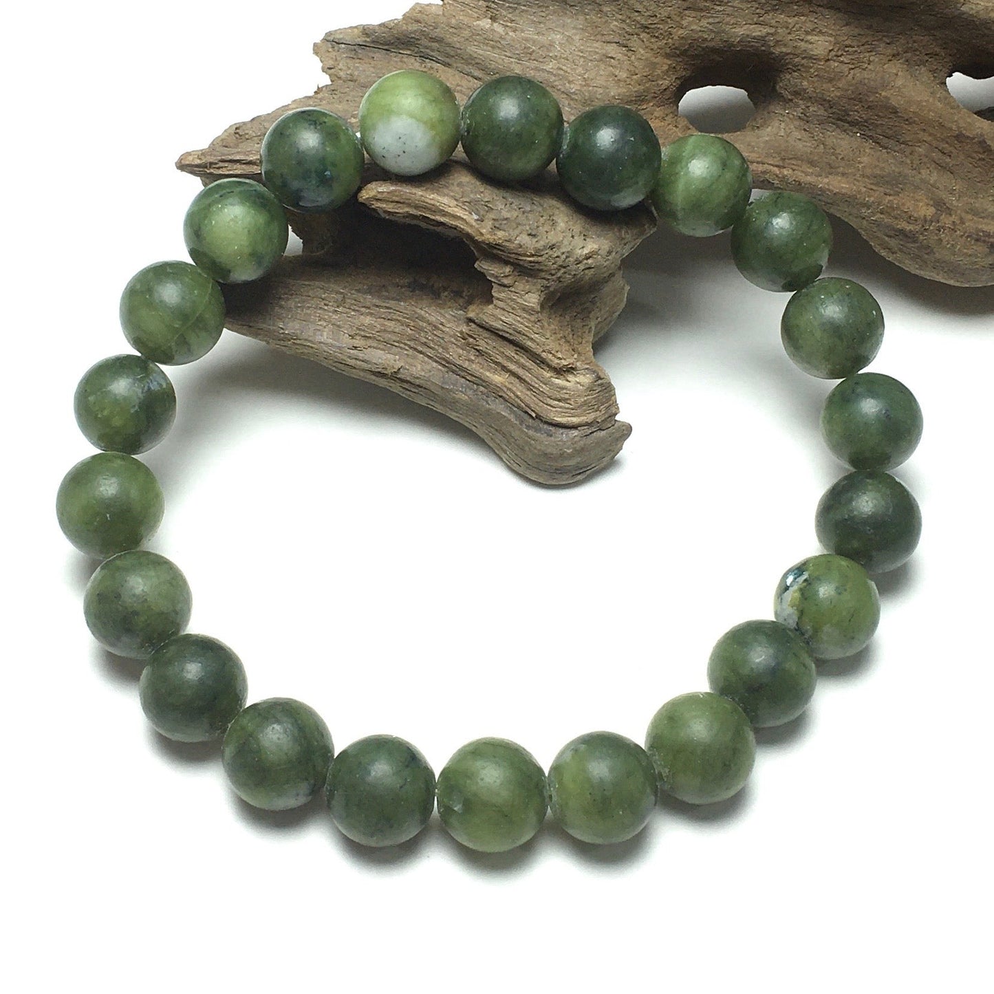 Green Jade Gemstone Round Beaded Stone Bracelet