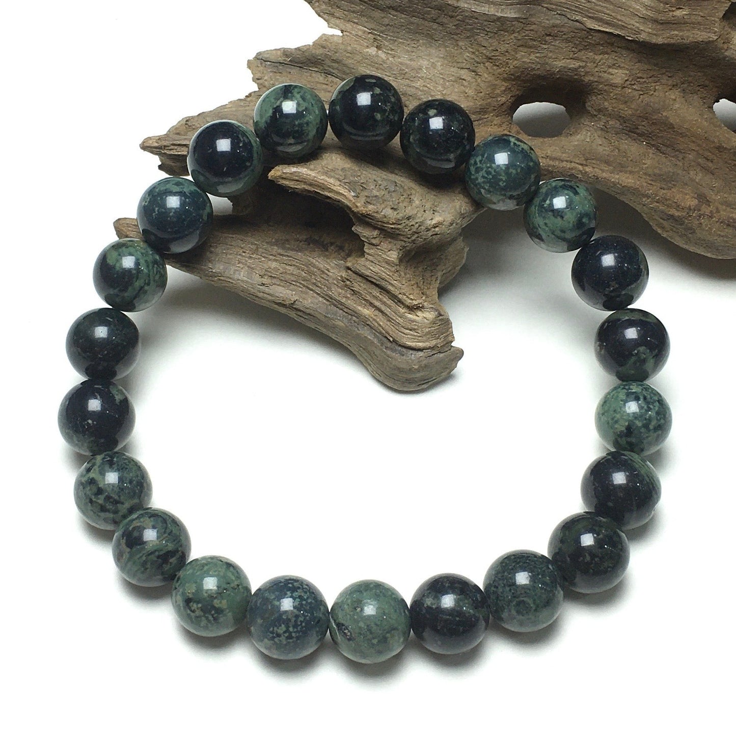 Kambaba Jasper Gemstone Round Beaded Stone Bracelet