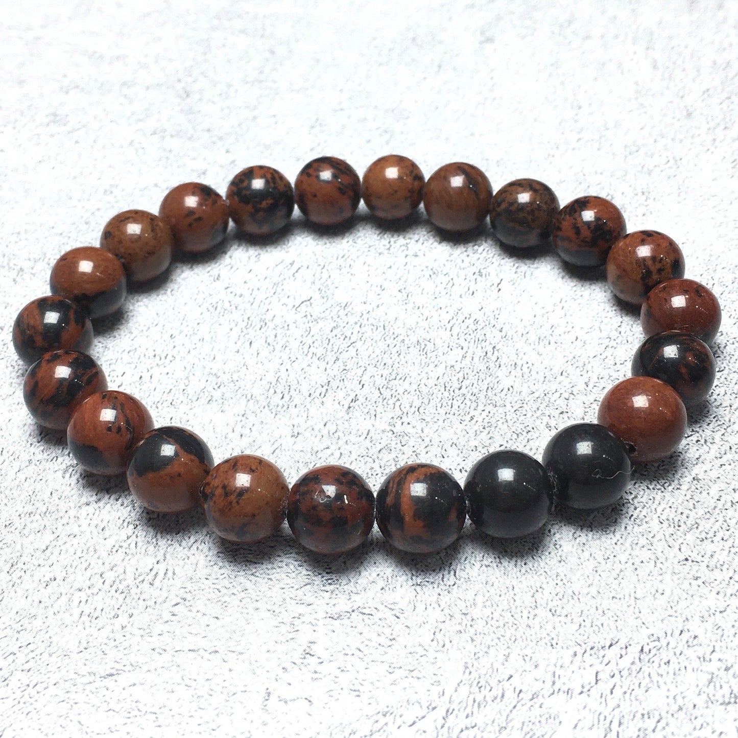 Brown Obsidian Jasper Gemstone Round Beaded Stone Bracelet