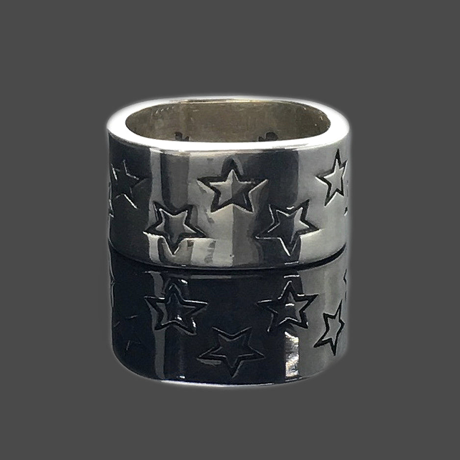 Zig Zag Star Stamp Ring 925 Sterling Silver Jewelry