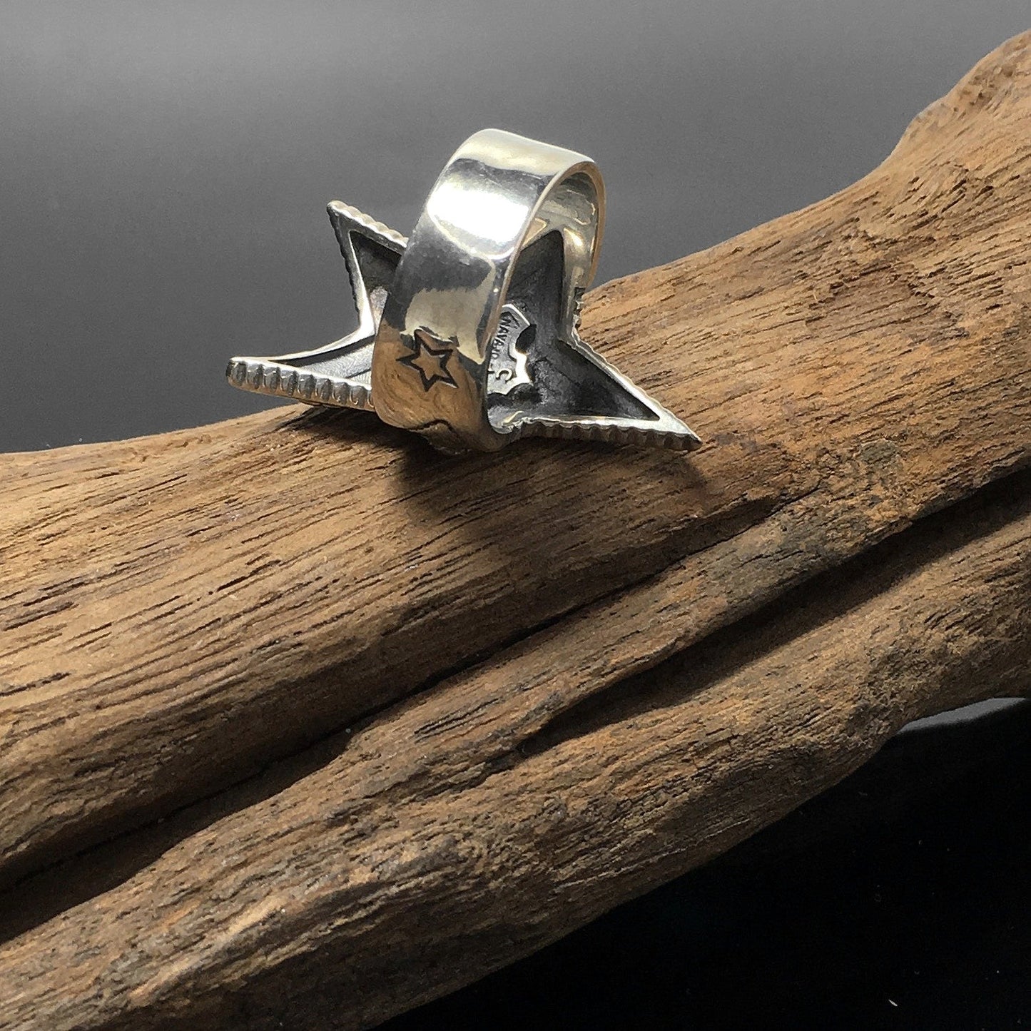 Vintage Sterling Silver Cody Sanderson Engraved Star Ring