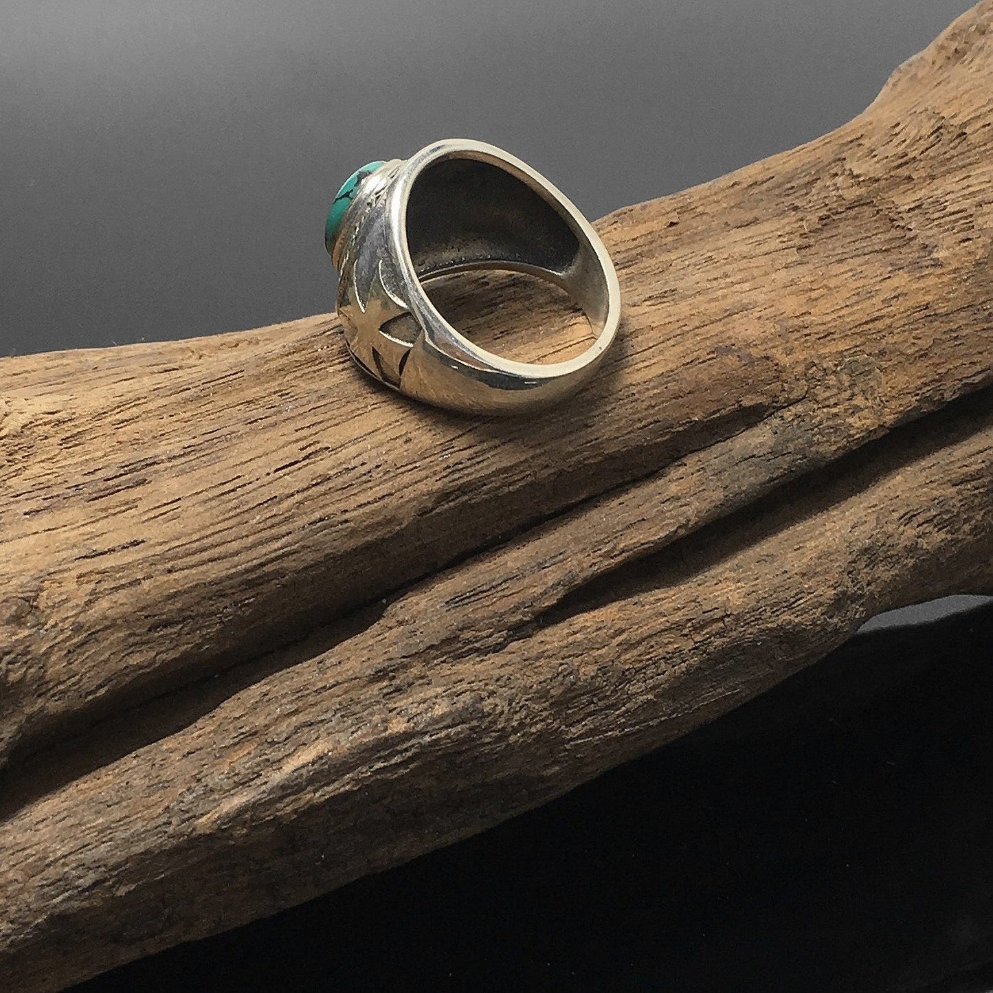 Letter Cross Turquoise Vintage Sterling Silver Ring