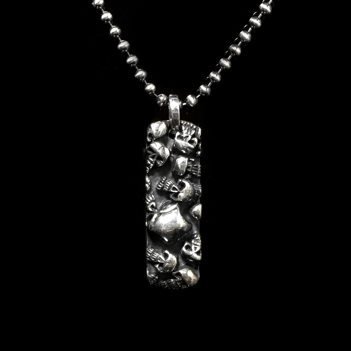 Sterling Silver Small Rectangle Skull Pendant