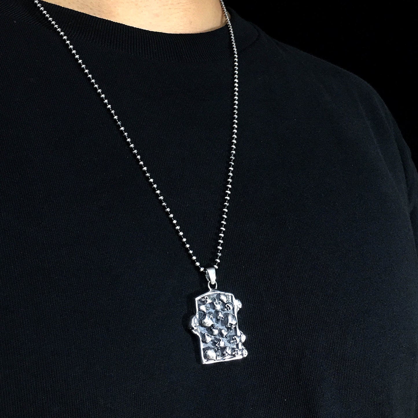 Rectangle Skull Pendant 925 Retro Sterling Silver