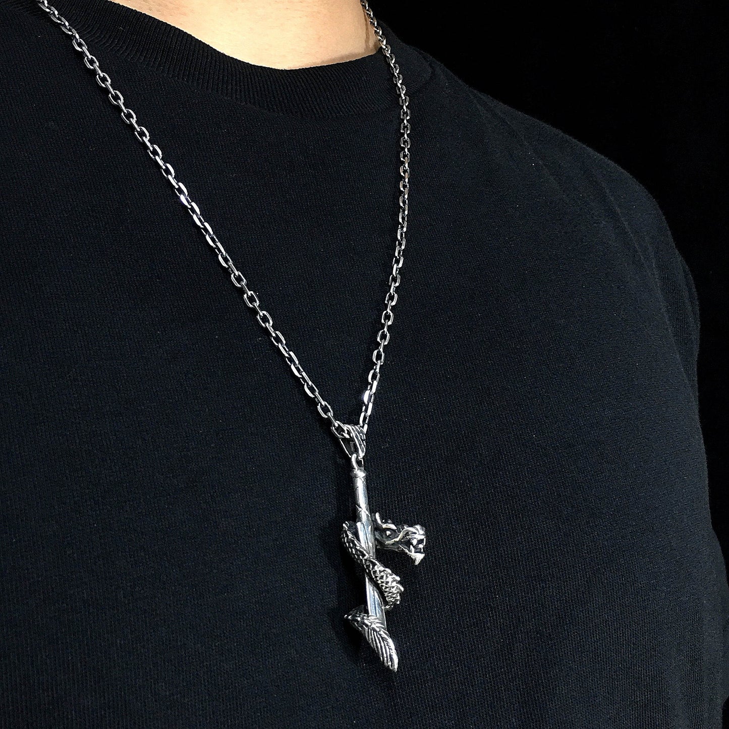 Dragon Sword 925 Sterling Silver Pendant