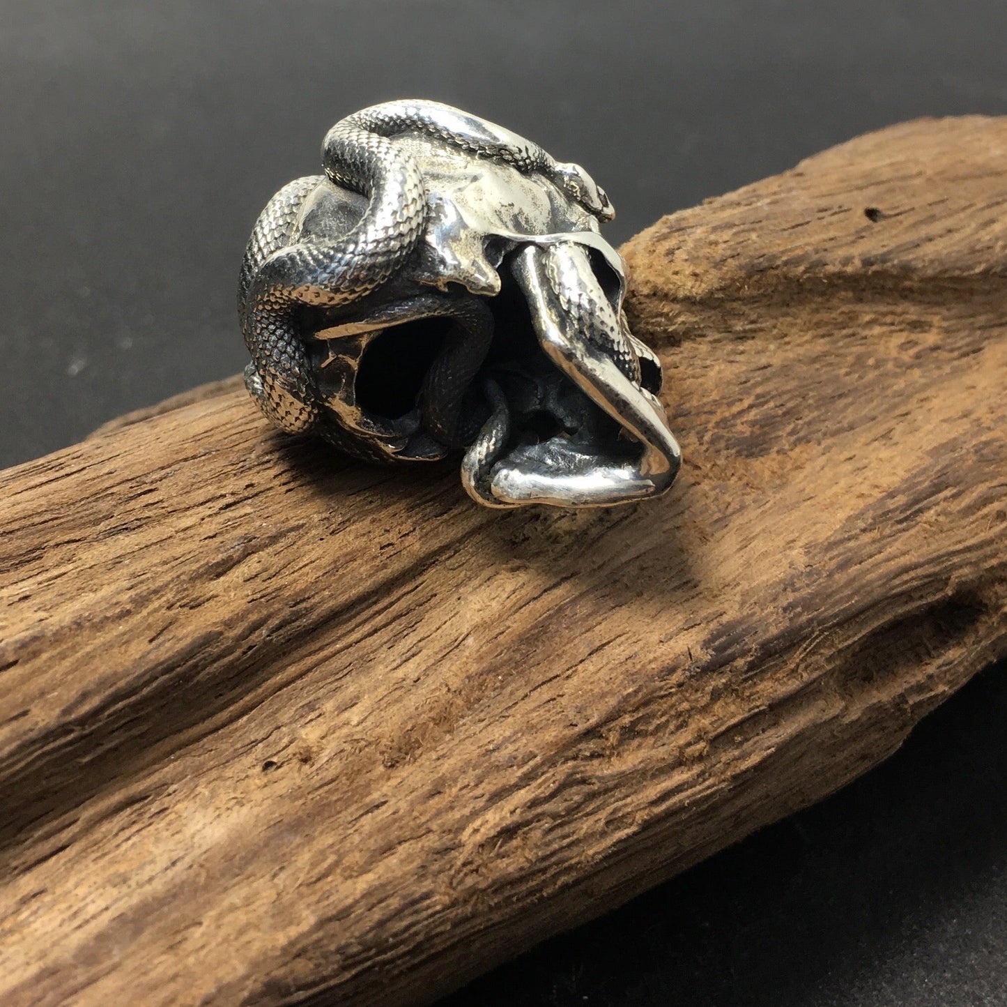 Retro Snake Skull 925 Sterling Silver Pendant