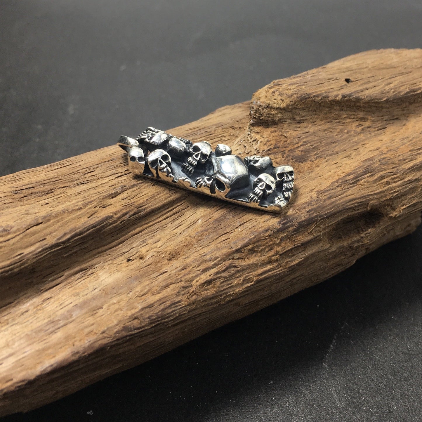 Sterling Silver Small Rectangle Skull Pendant