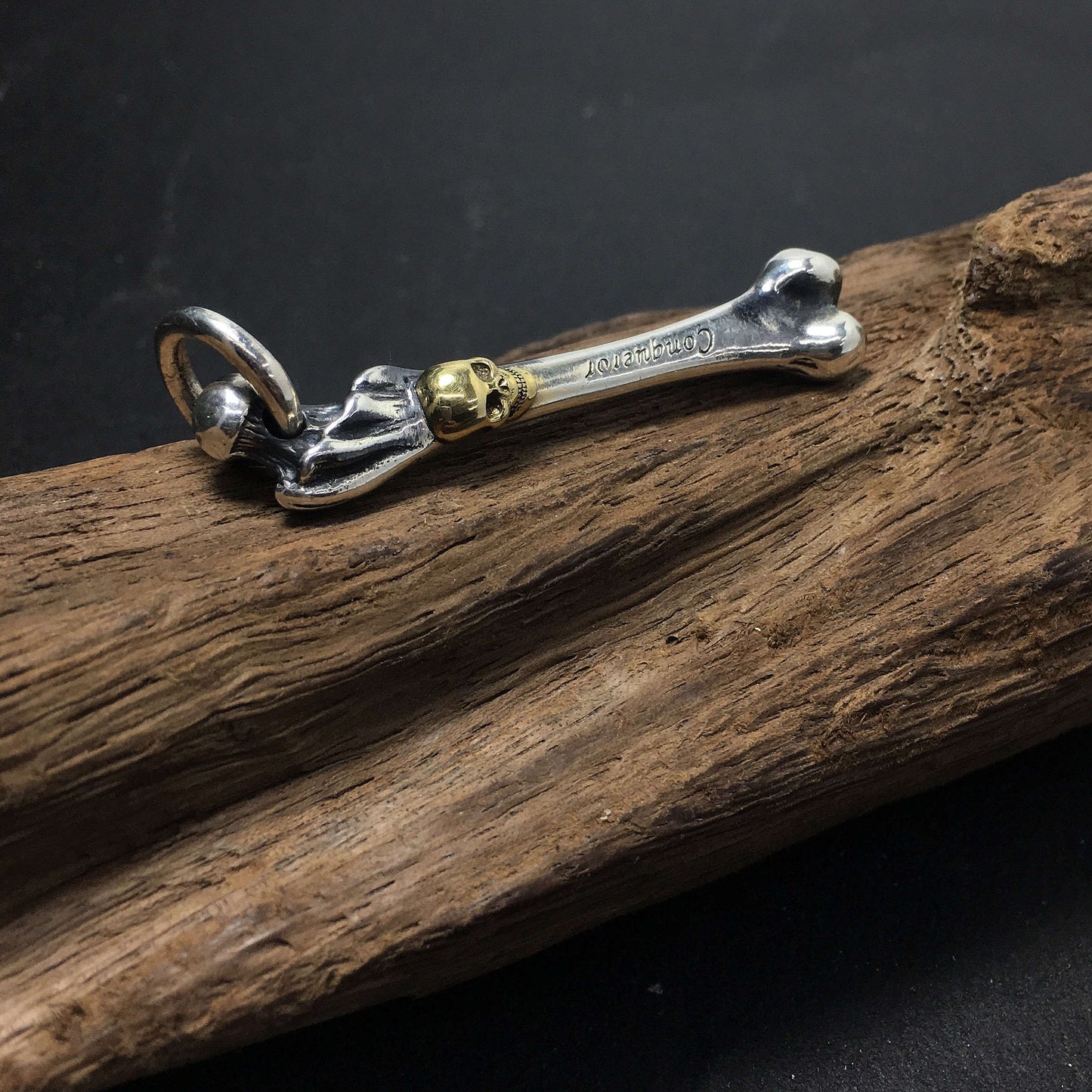 Time Bone 925 Silver Handmade Bone Pendant
