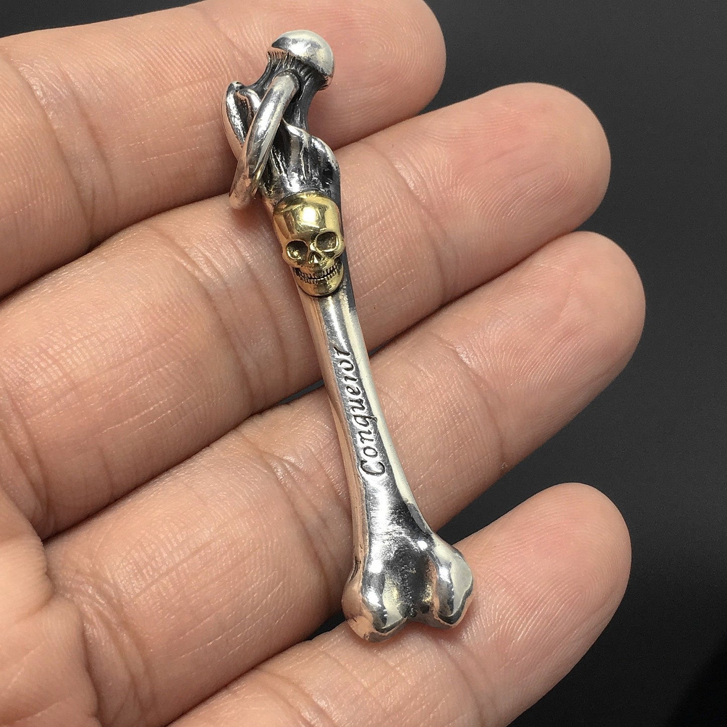 Time Bone 925 Silver Handmade Bone Pendant