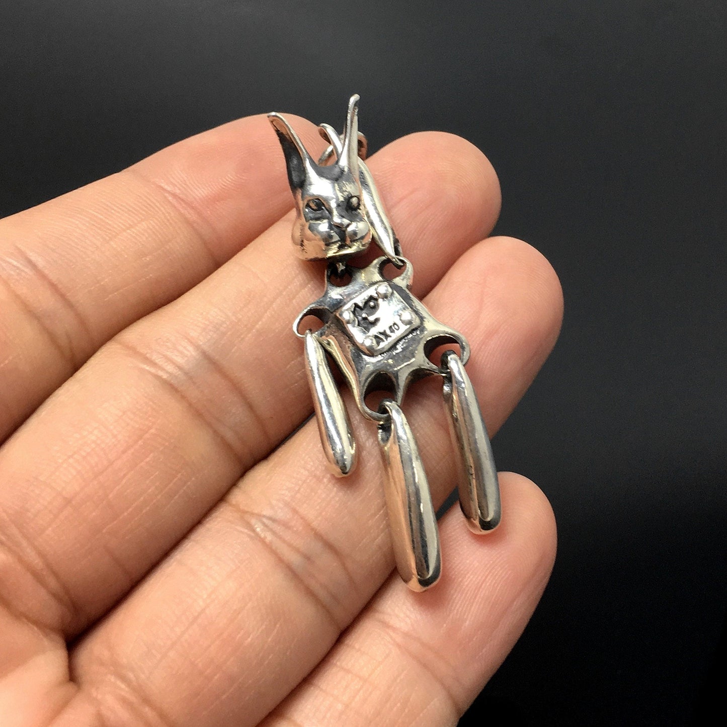 Vintage 925 Sterling Silver Cute Bunny Rabbit Pendant