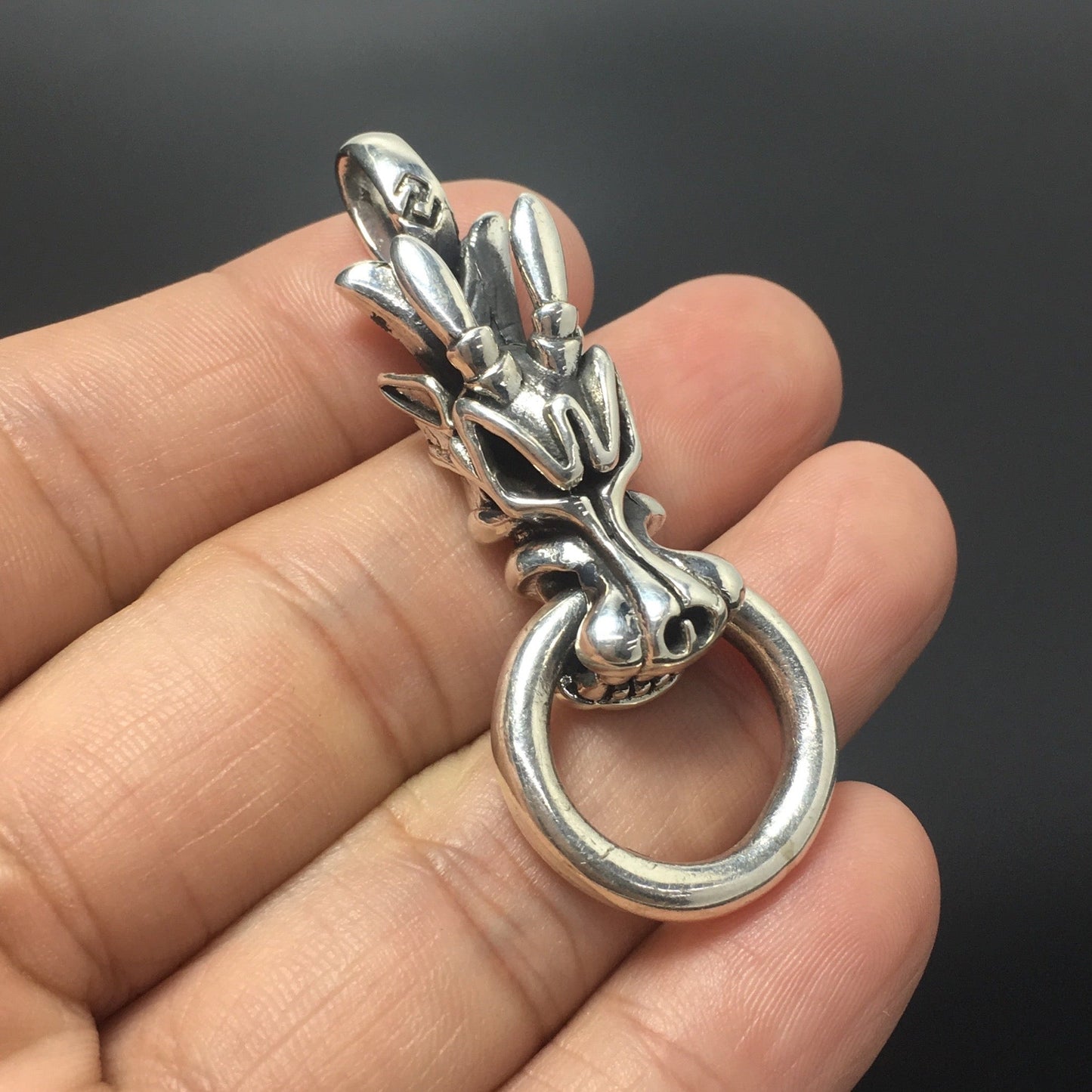 Sterling Silver Dragon Head Pendant