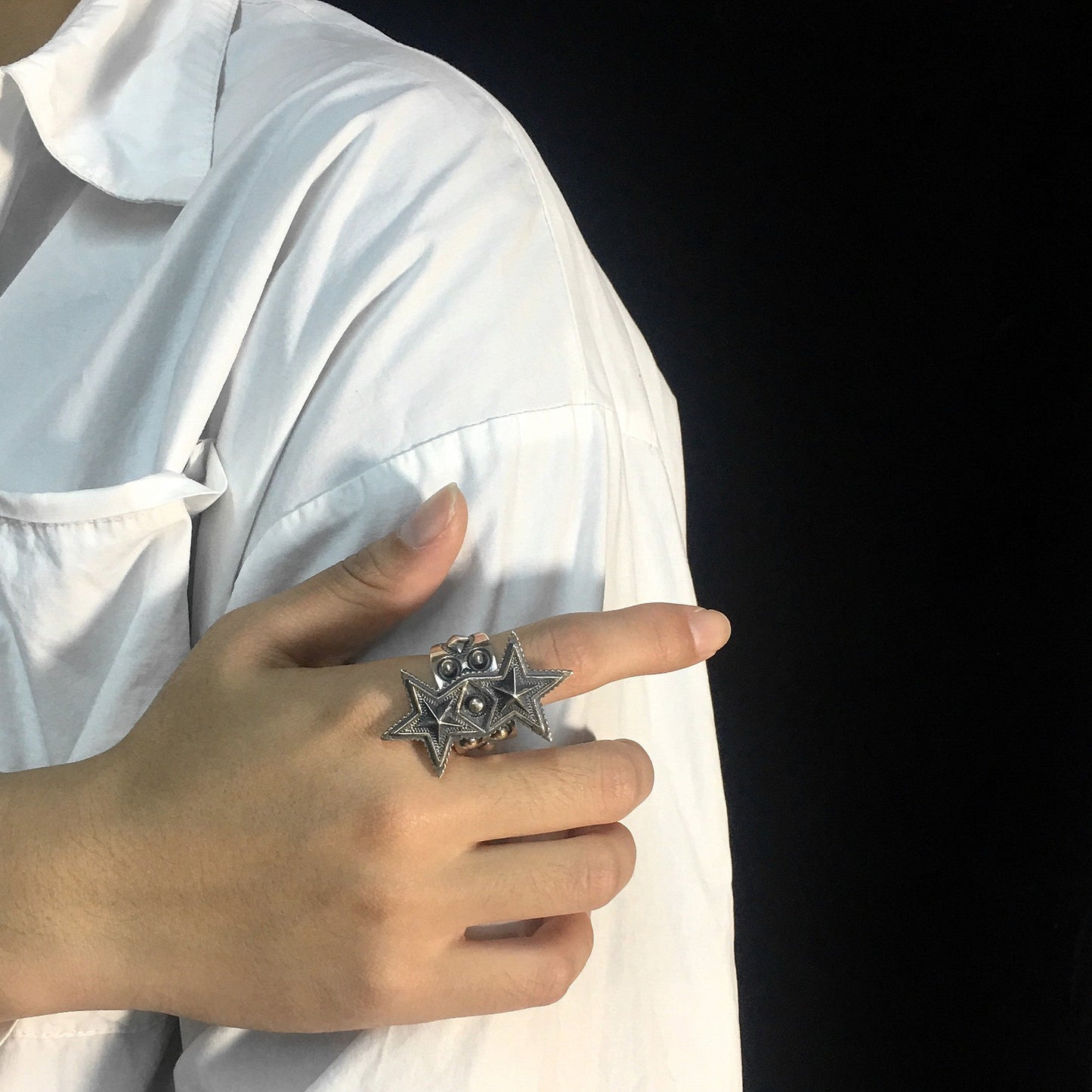 Authentic Sterling Silver Cody Sanderson Double Sheriff Star Ring