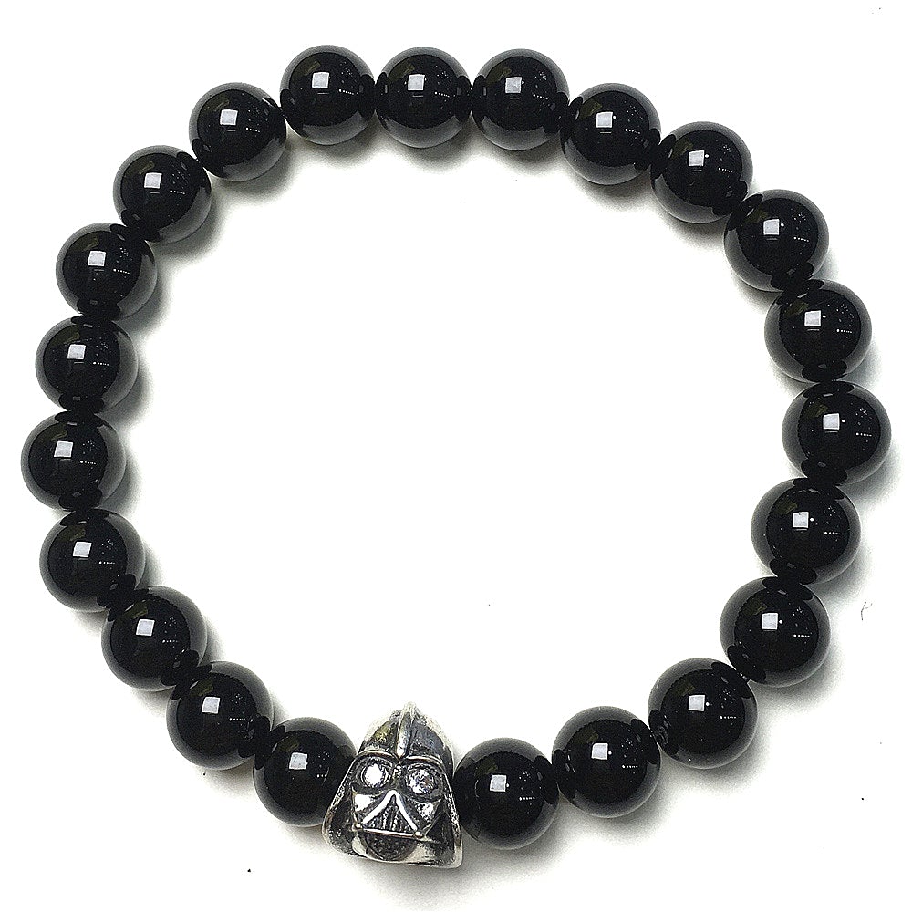 Imperial Darth Vader Charms Black Onyx Beads Stone Jewellery Elastic Bracelets