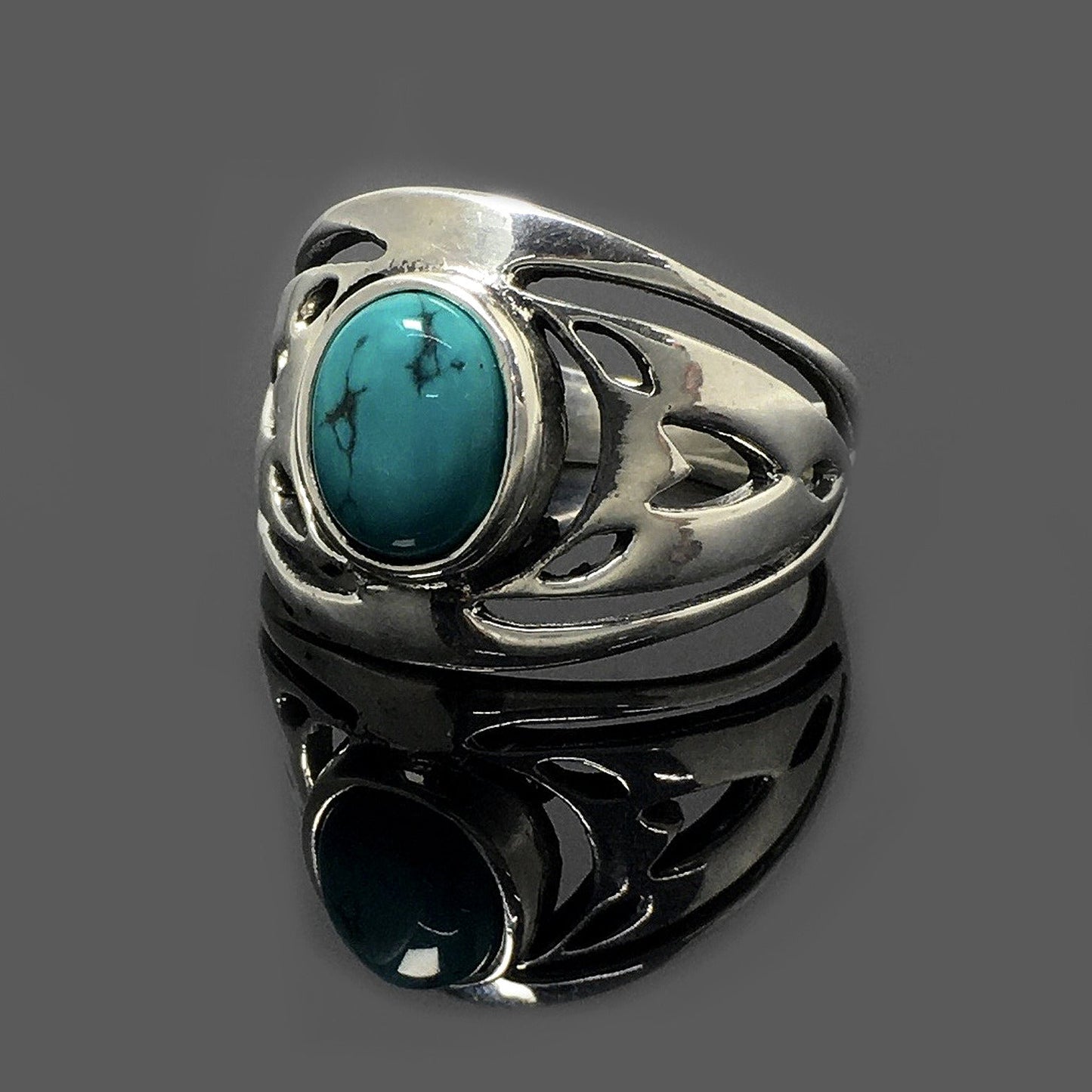 Native American Turquoise Silver Ladies Men Ring Pretty Sterling Design