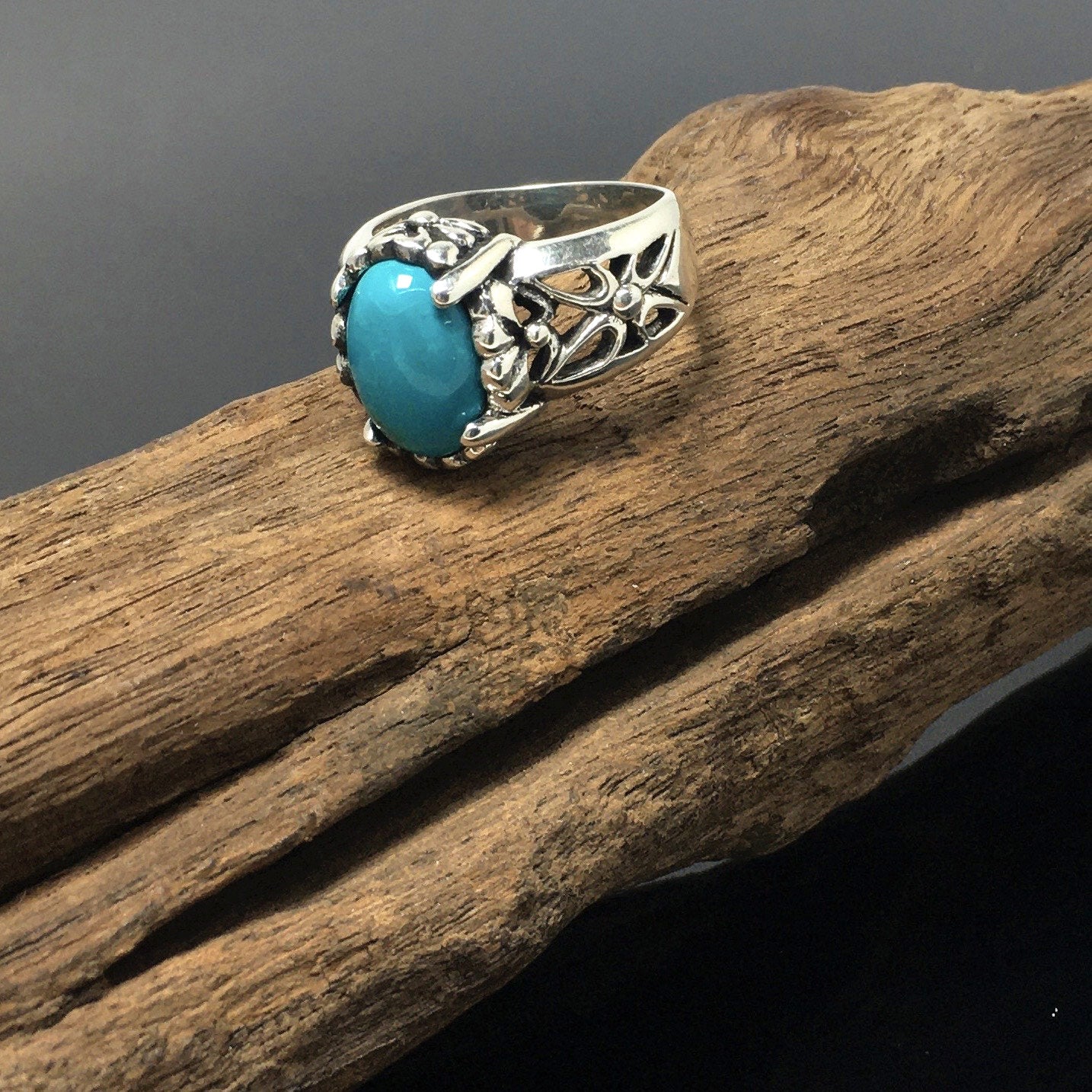 Turquoise 925 Sterling Silver Oval Gemstone Ring Jewellery